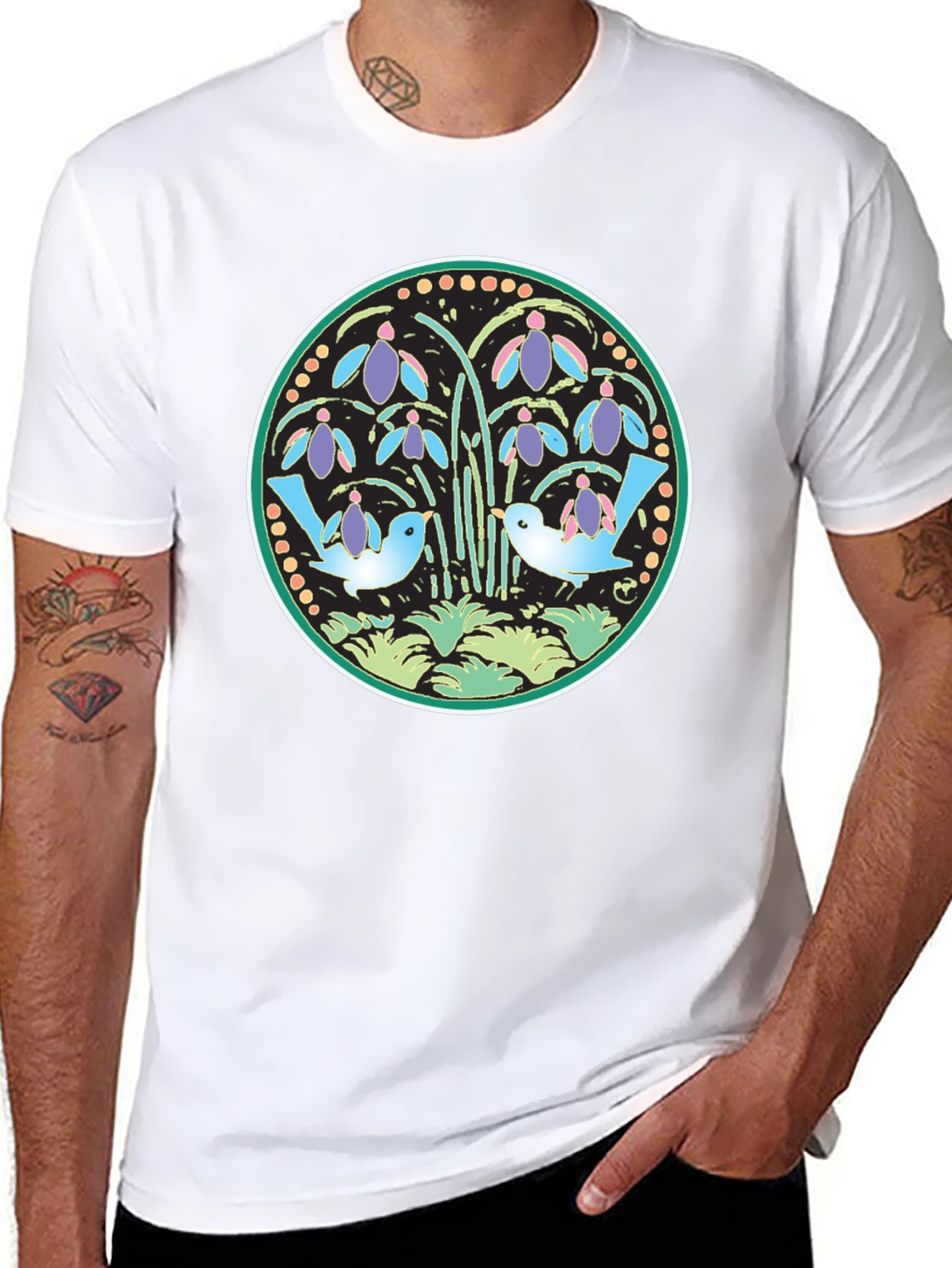 Floral Bird Circle Graphic Tee