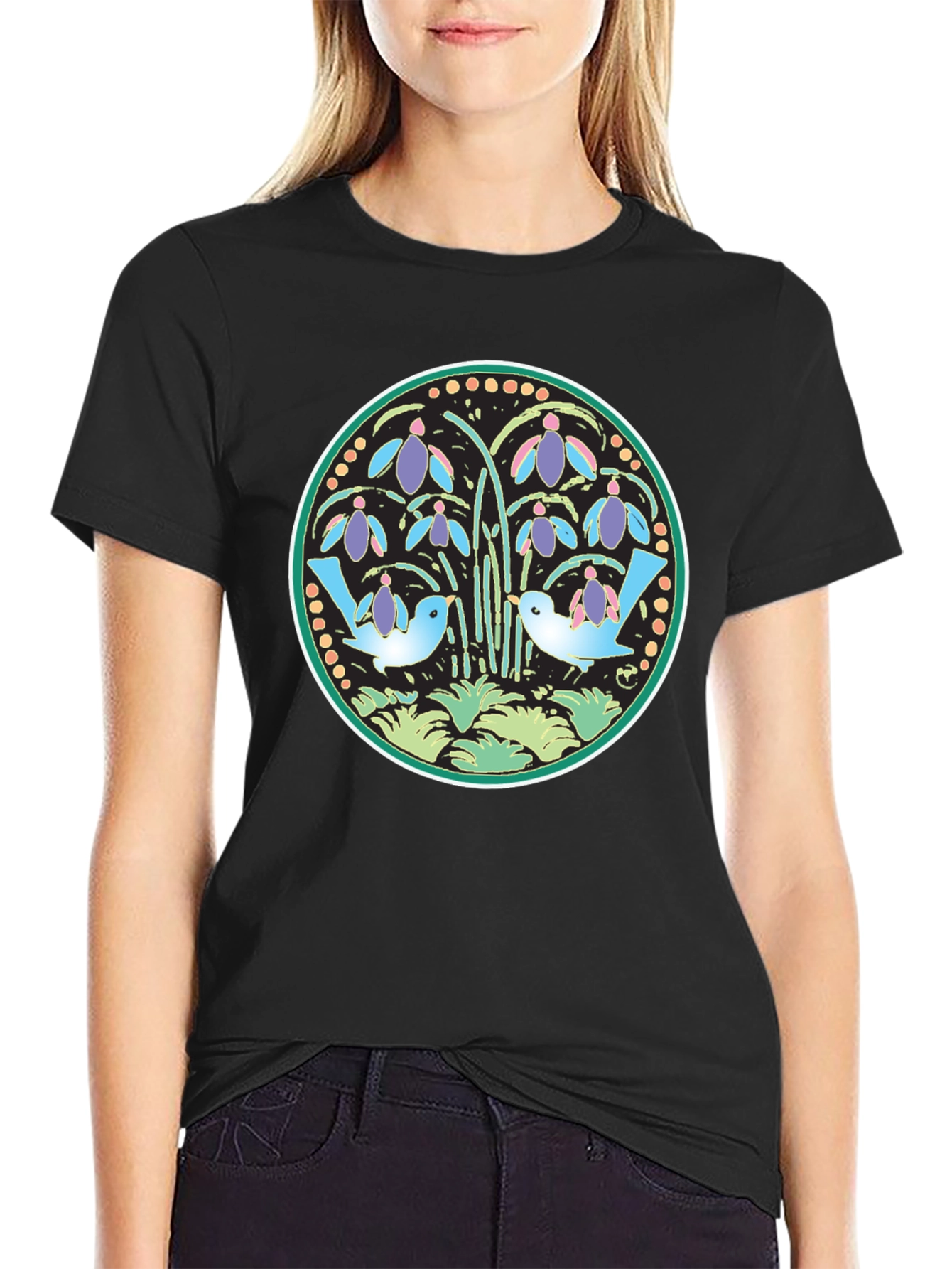 Floral Bird Circle Graphic Tee