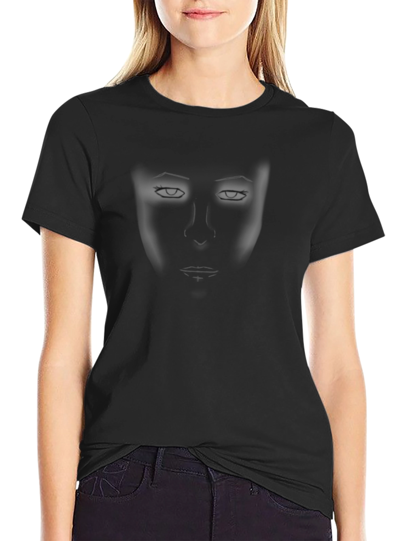 Mysterious Face Black T-Shirt