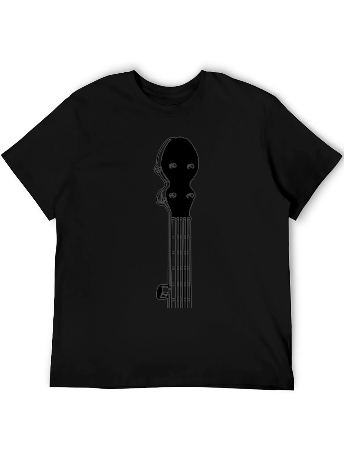 Banjo Neck Graphic T-Shirt - Black