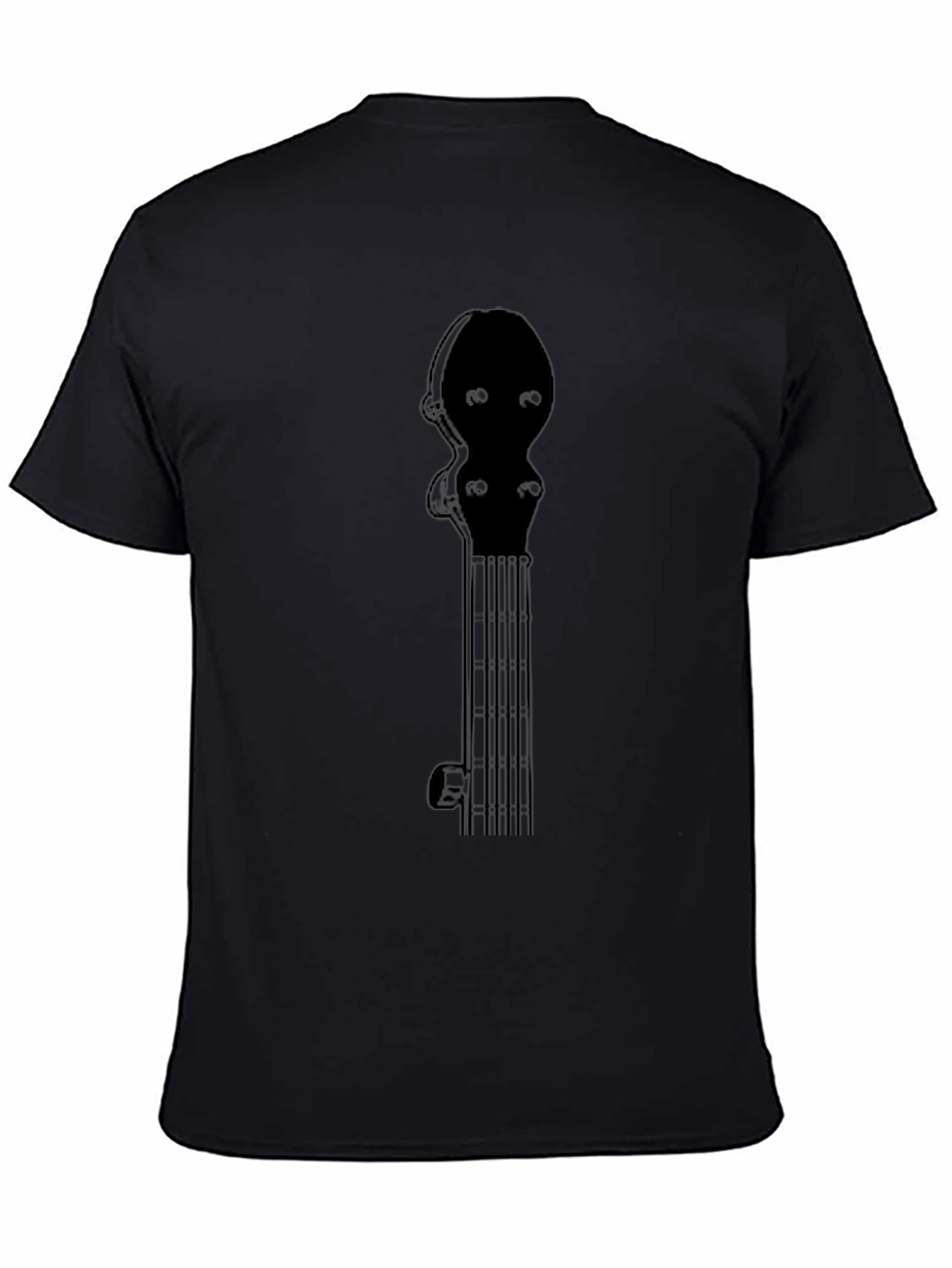 Banjo Neck Graphic T-Shirt - Black