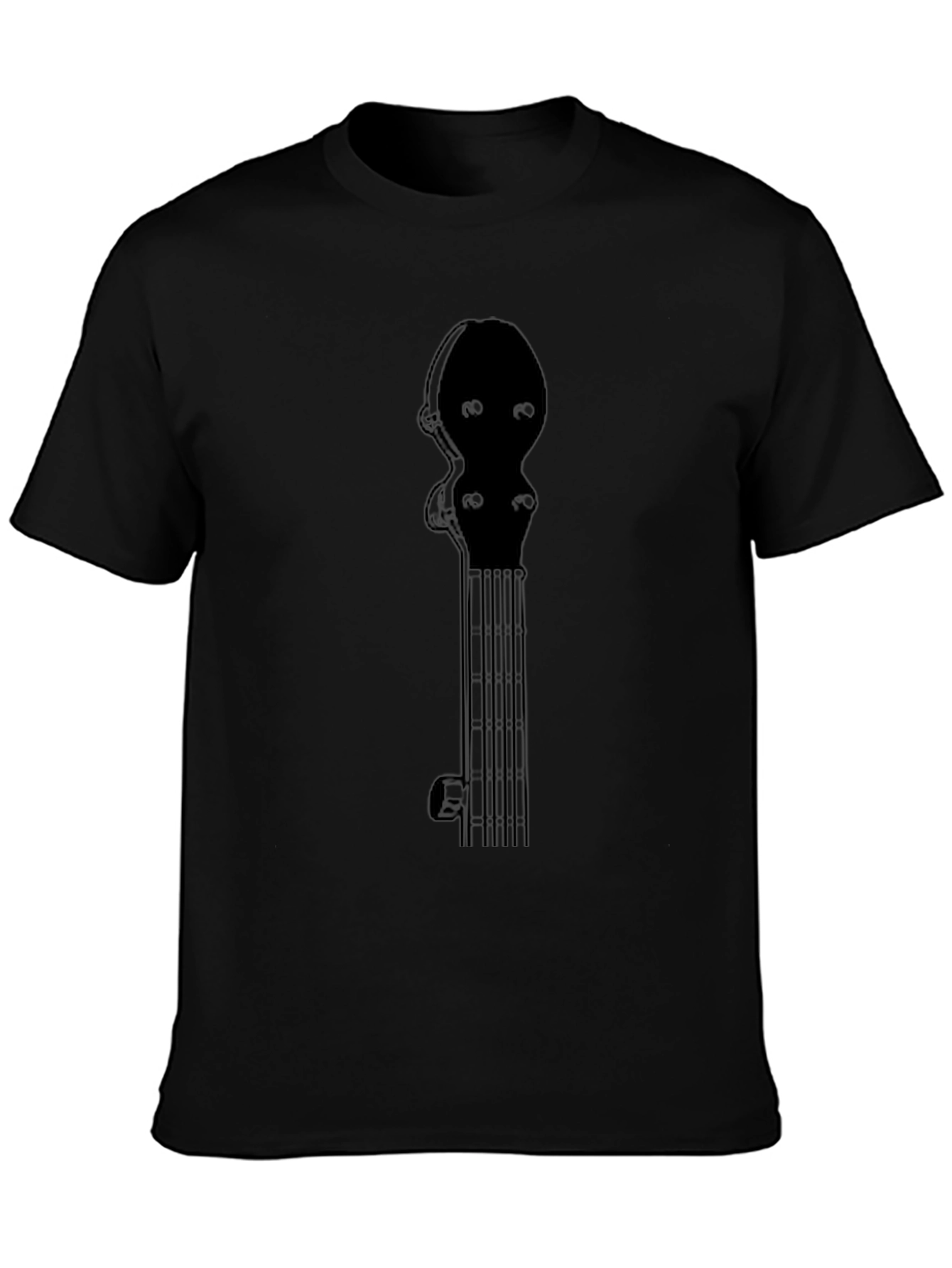 Banjo Neck Graphic T-Shirt - Black