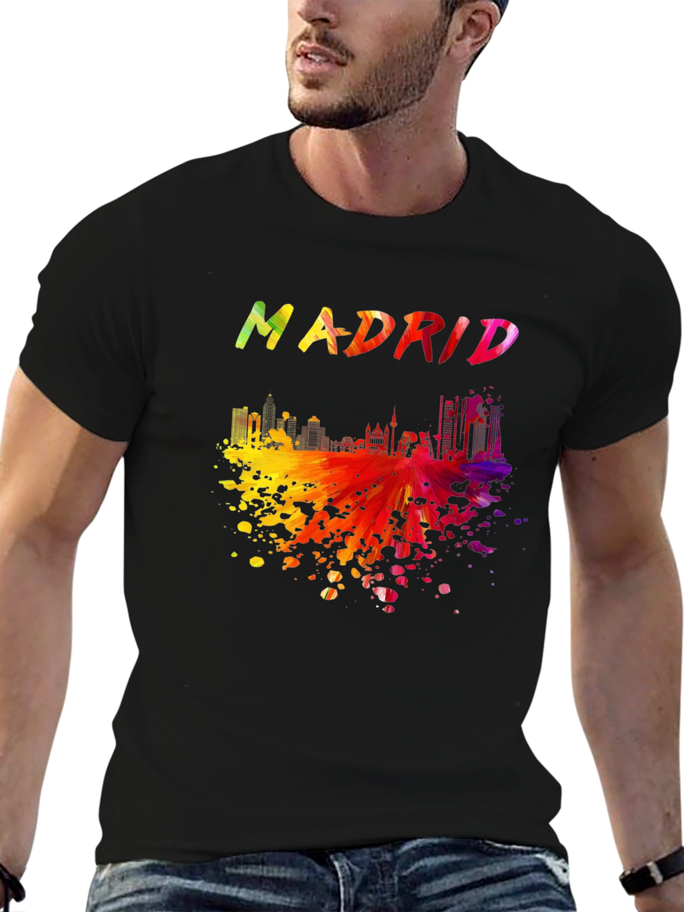 Madrid Skyline Graphic Tee - Black