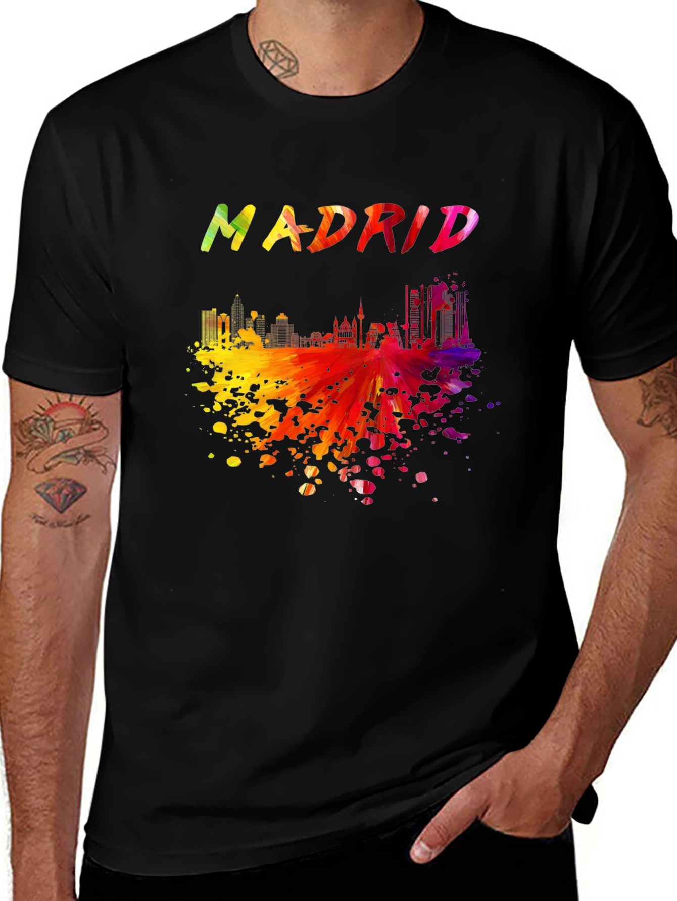 Madrid Skyline Graphic Tee - Black