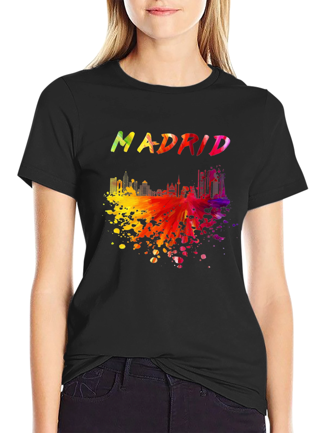 Madrid Skyline Graphic Tee - Black
