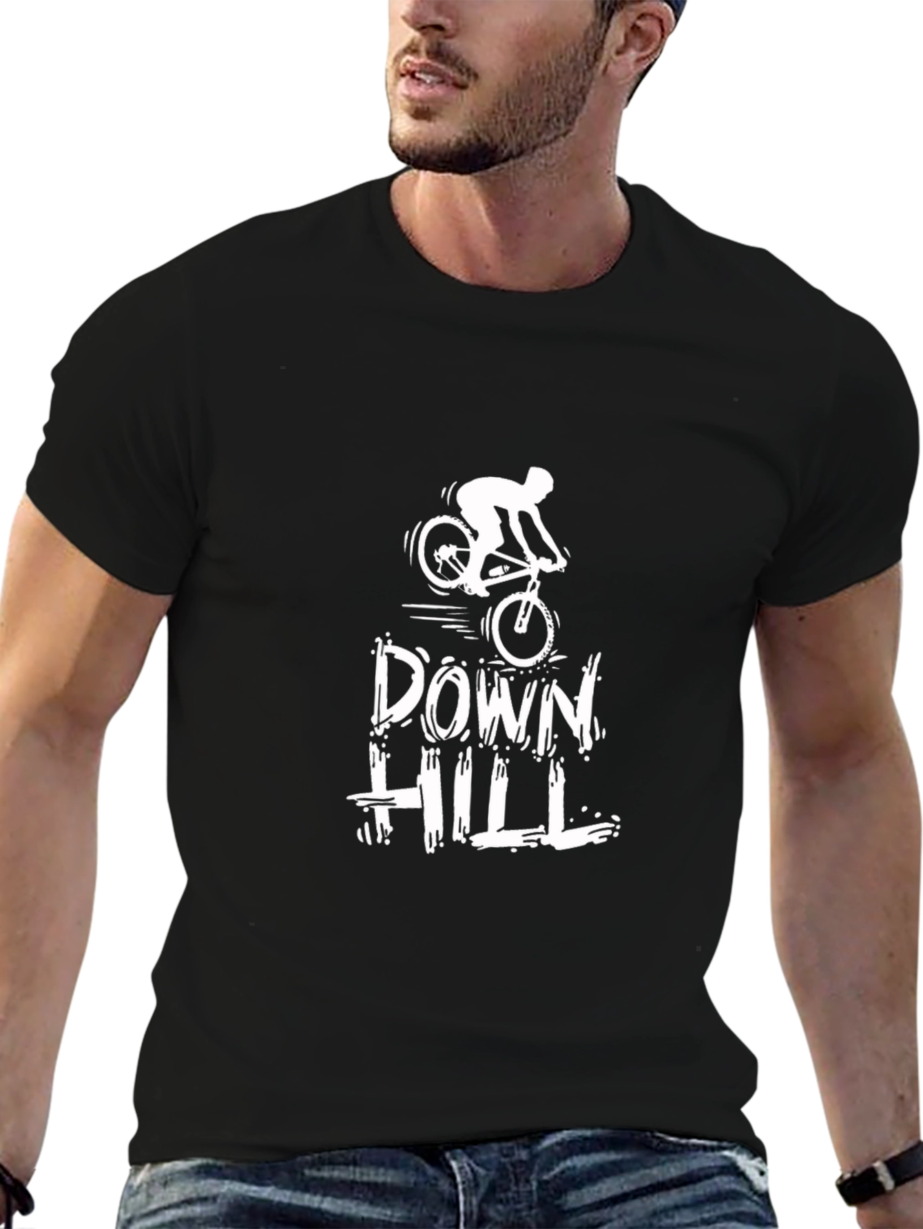Downhill Biking Black T-Shirt