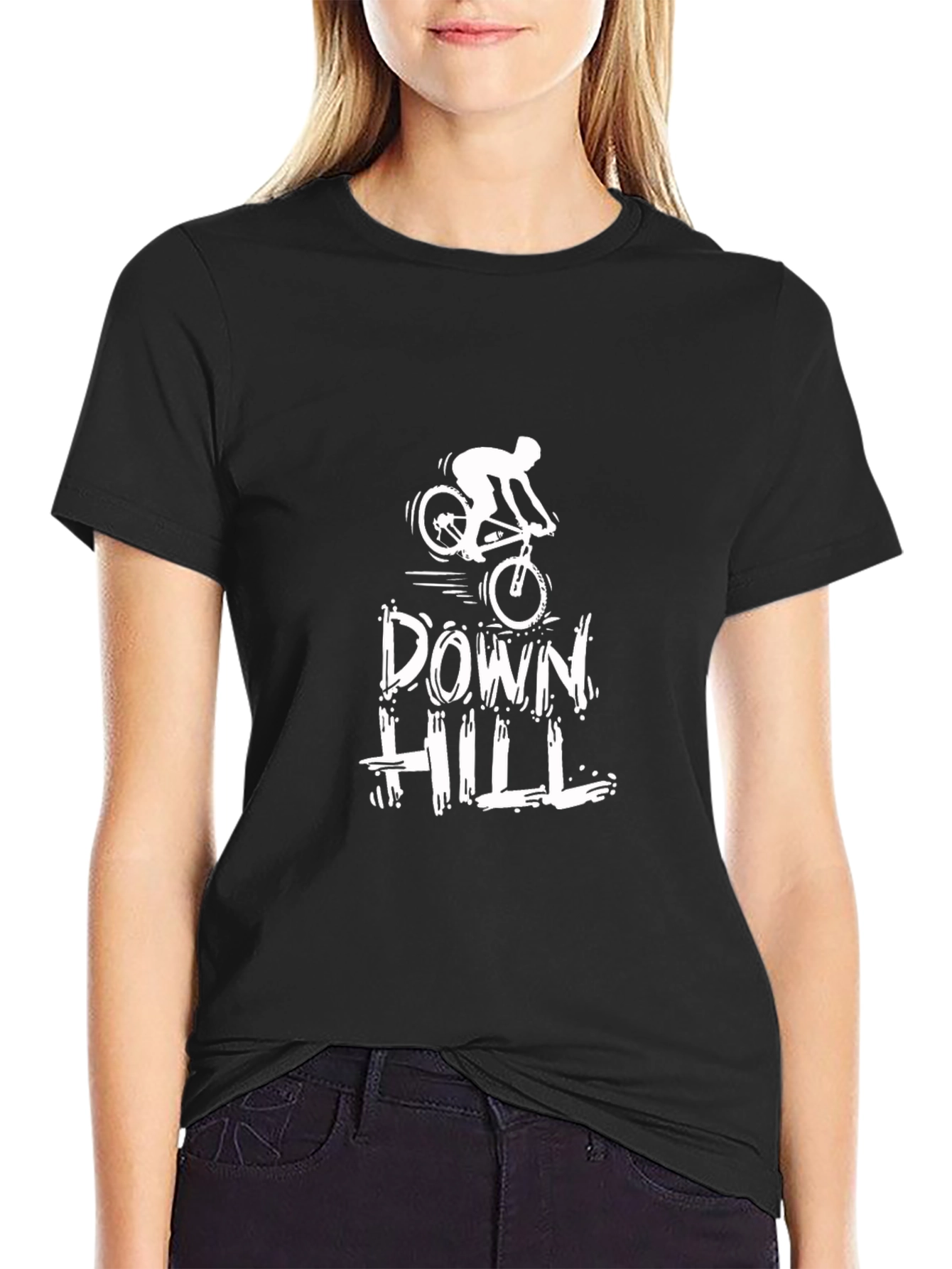 Downhill Biking Black T-Shirt