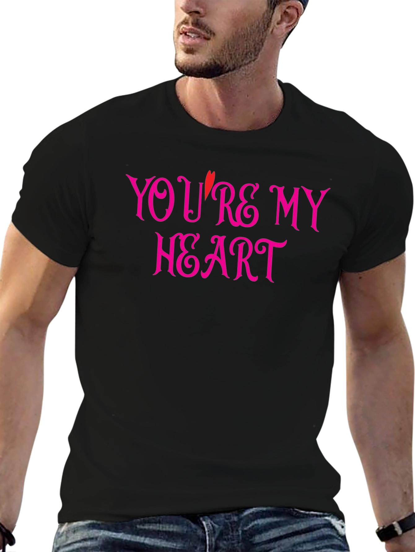 Youre My Heart Graphic Tee - Black Cotton