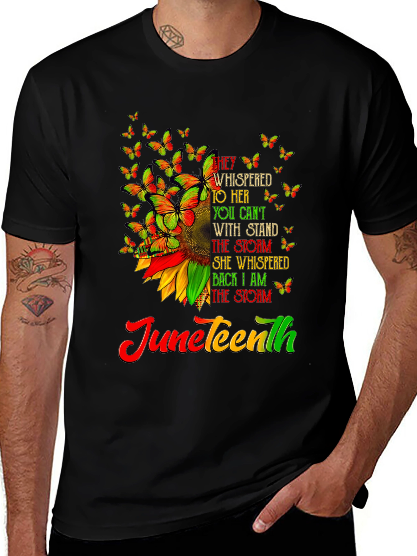 Juneteenth Sunflower Butterfly Graphic T-Shirt