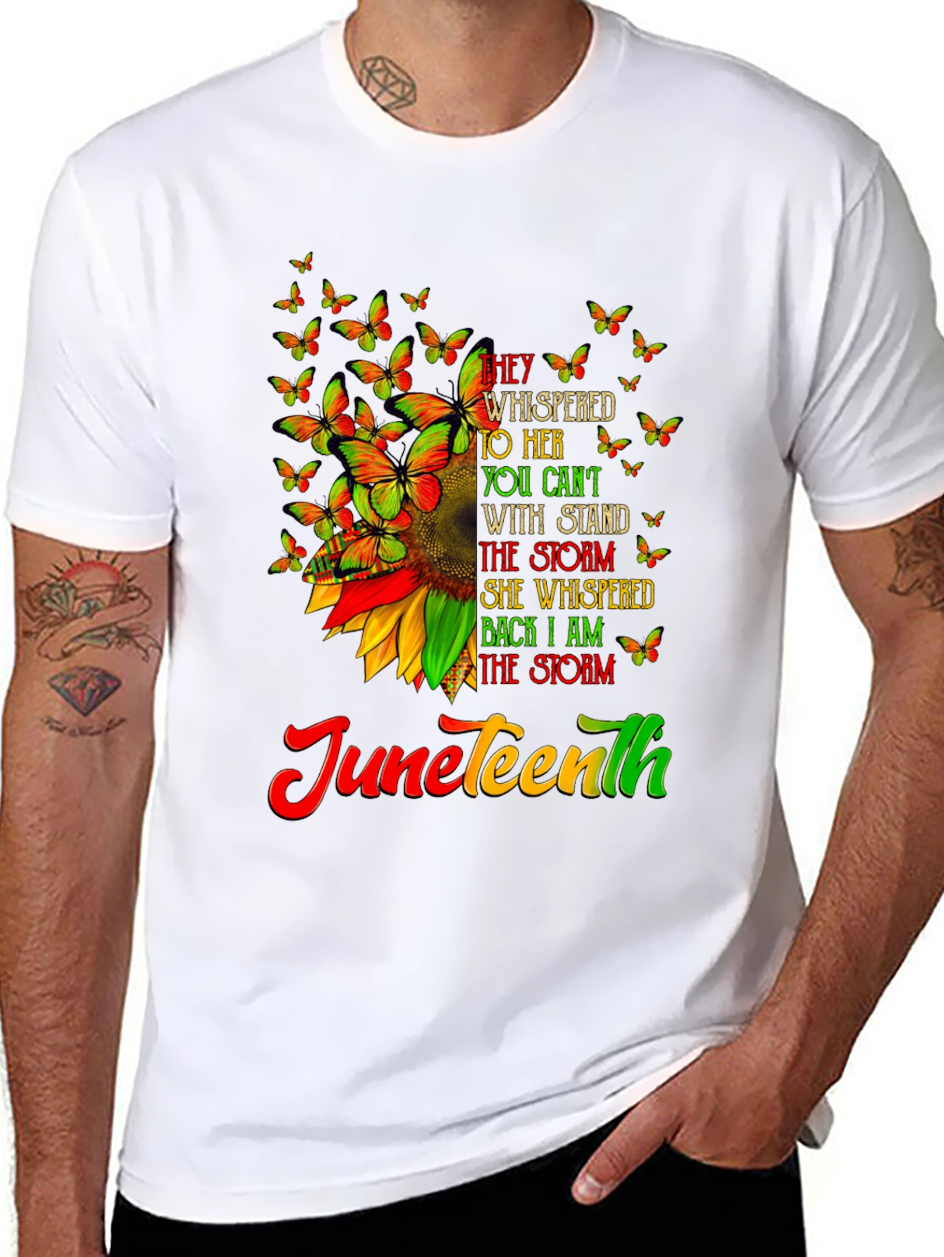 Juneteenth Sunflower Butterfly Graphic T-Shirt