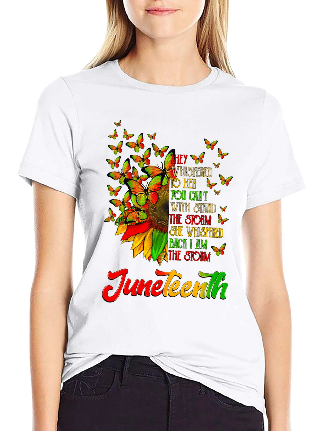 Juneteenth Sunflower Butterfly Graphic T-Shirt