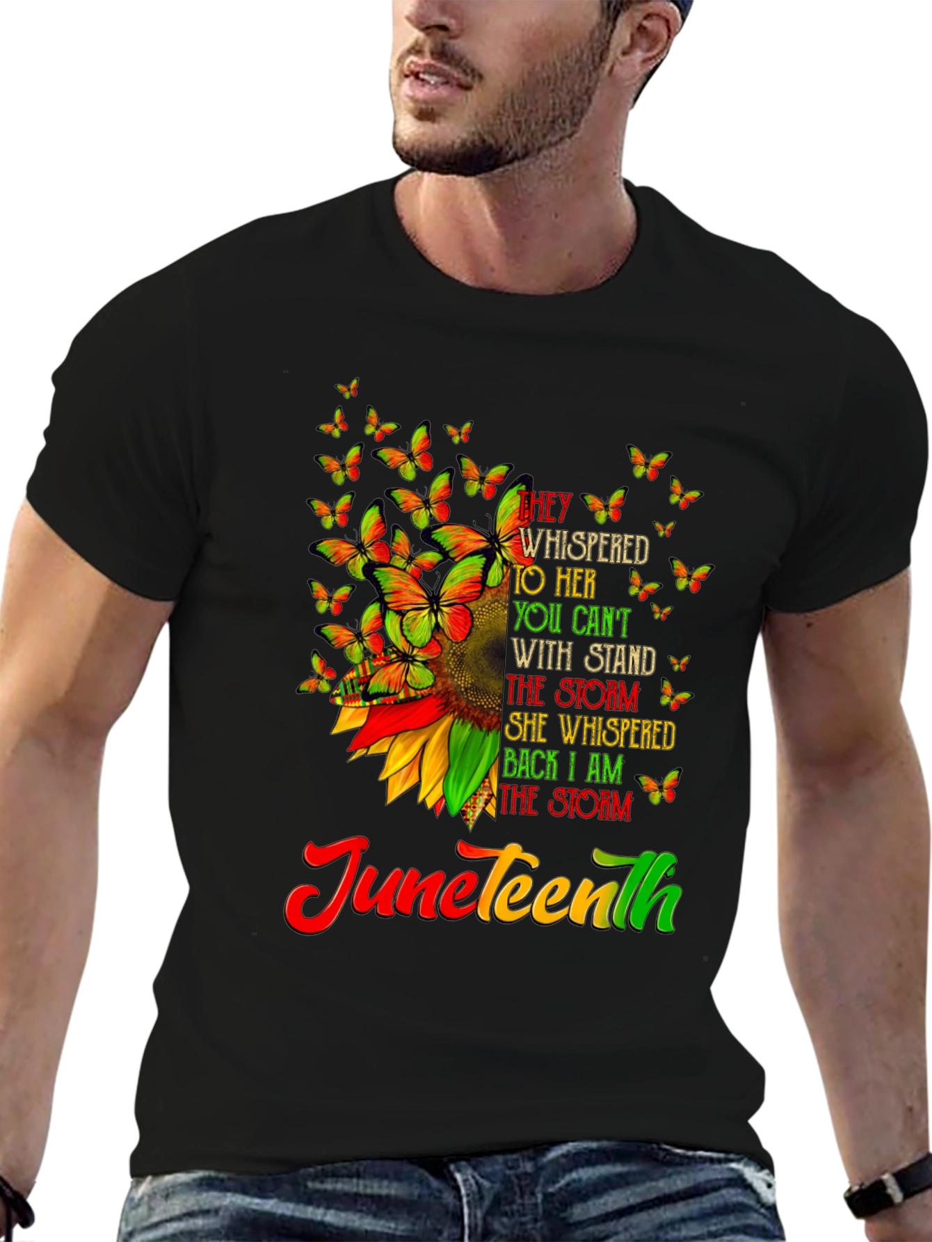 Juneteenth Sunflower Butterfly Graphic T-Shirt