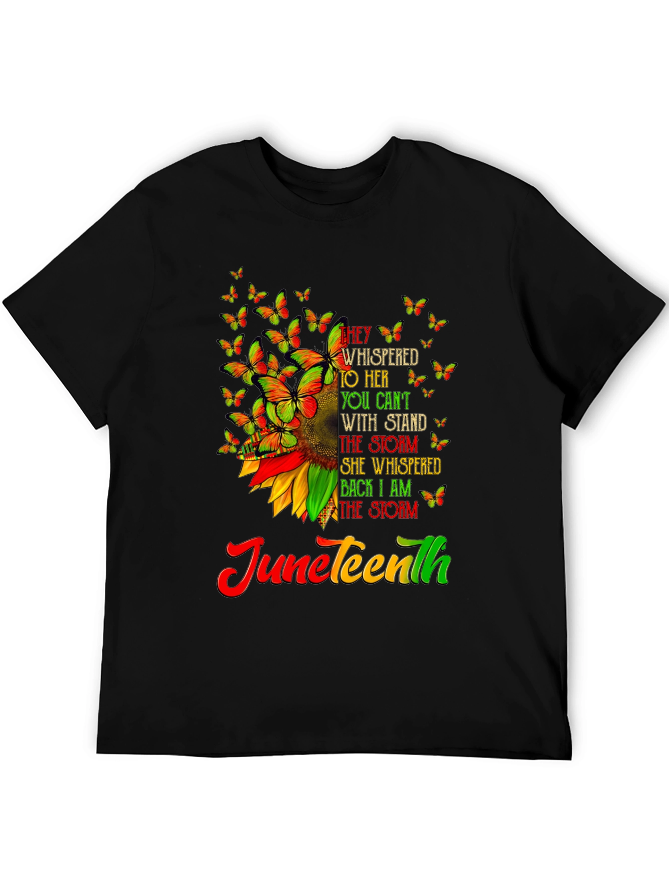 Juneteenth Sunflower Butterfly Graphic T-Shirt