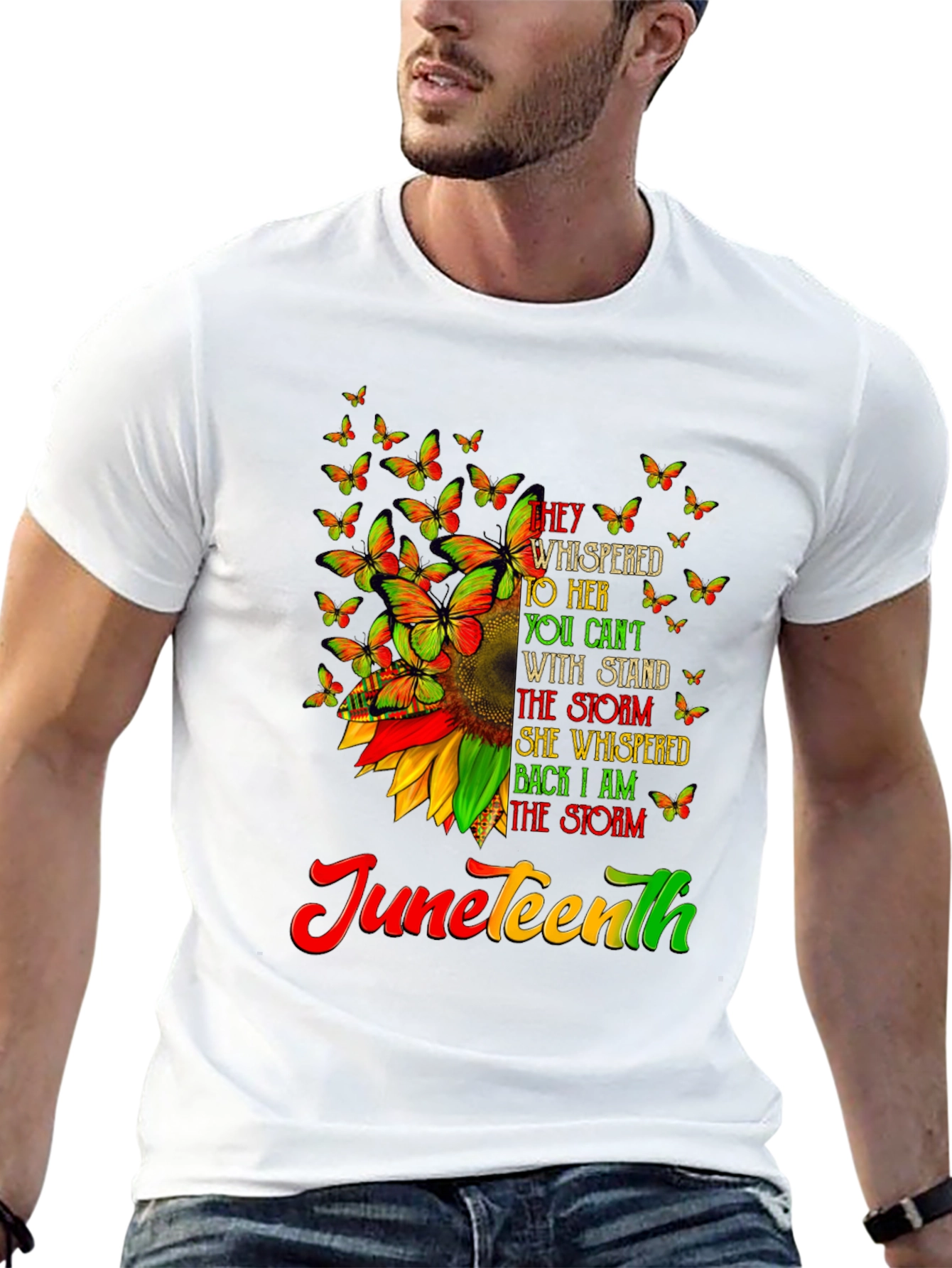 Juneteenth Sunflower Butterfly Graphic T-Shirt
