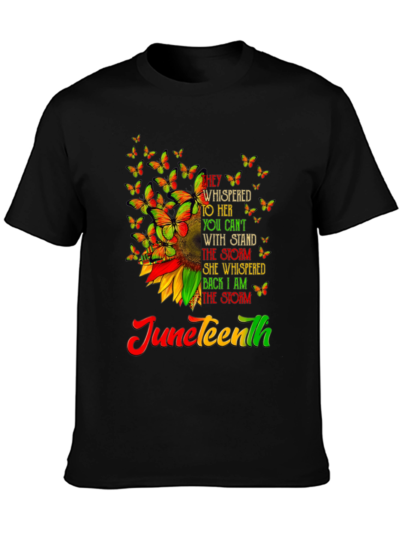 Juneteenth Sunflower Butterfly Graphic T-Shirt