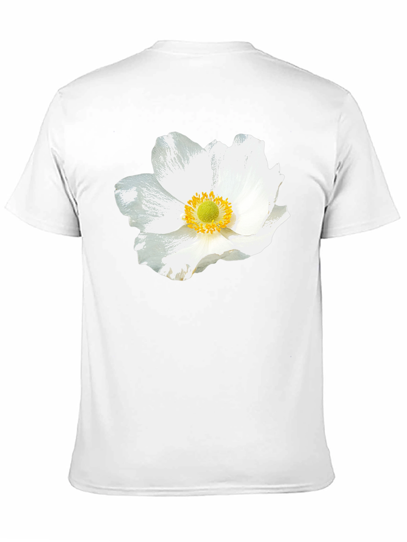 White Floral Graphic Black T-Shirt