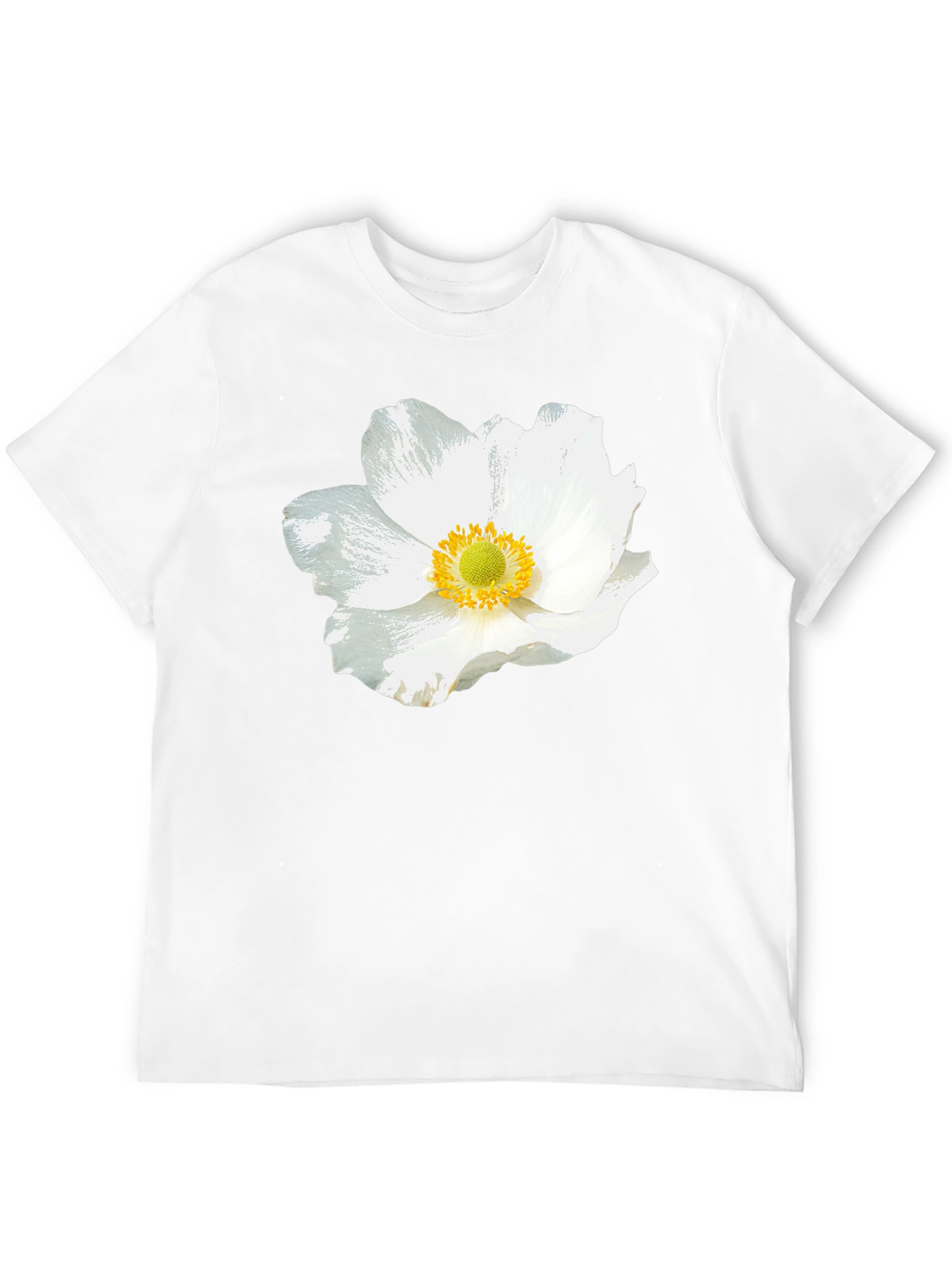 White Floral Graphic Black T-Shirt