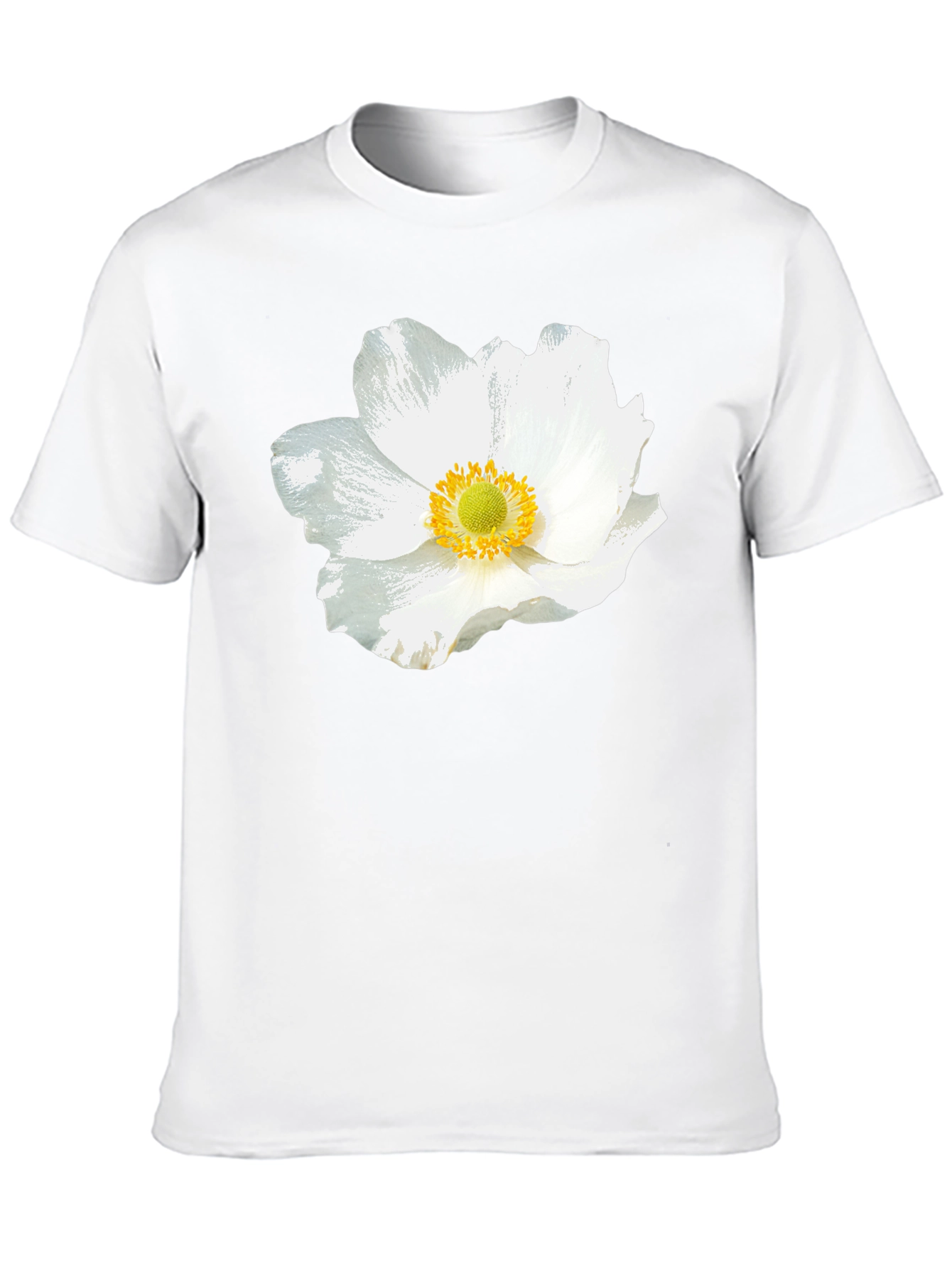 White Floral Graphic Black T-Shirt