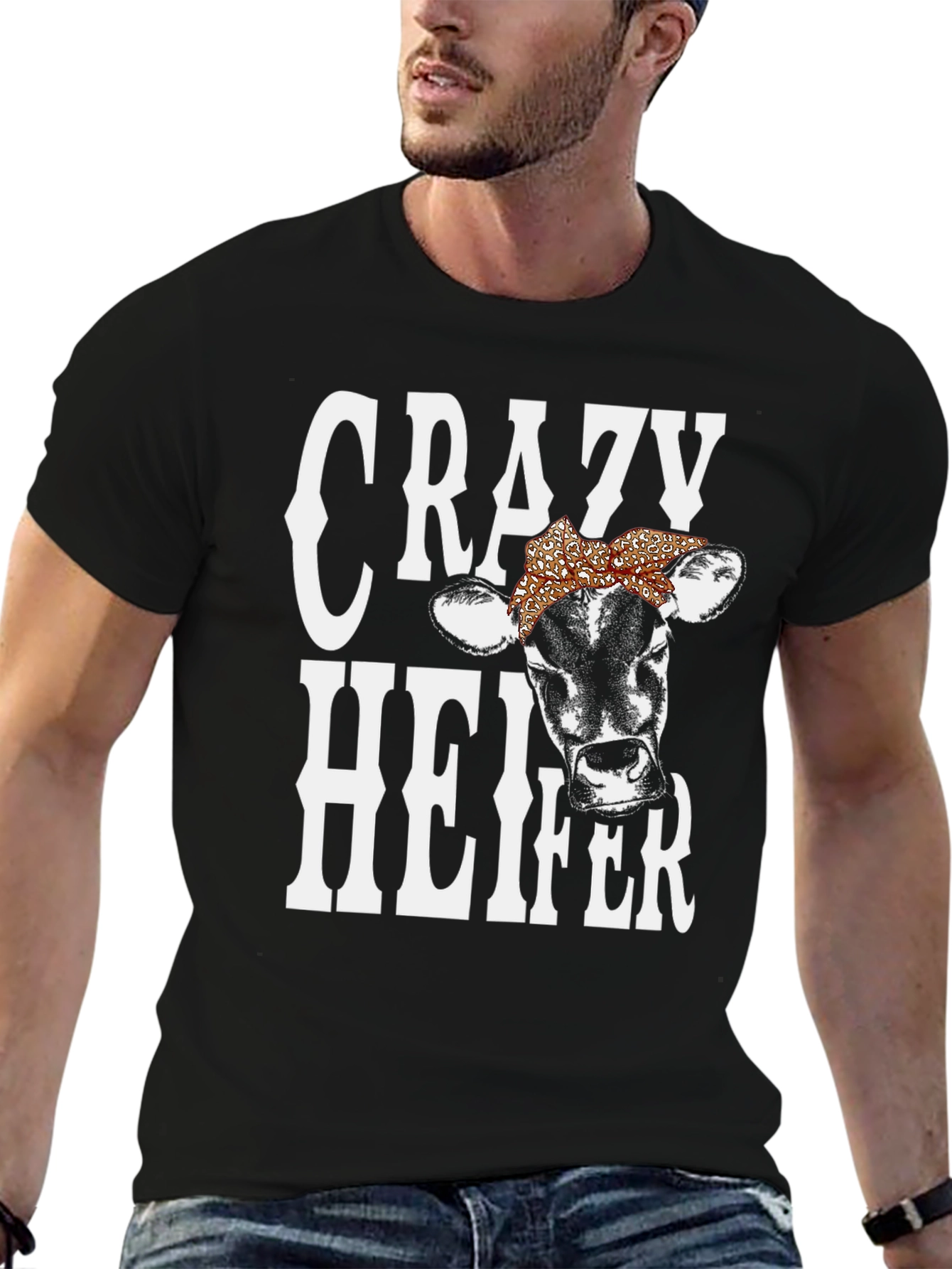 Crazy Heifer Graphic Tee - Unisex Black T-Shirt