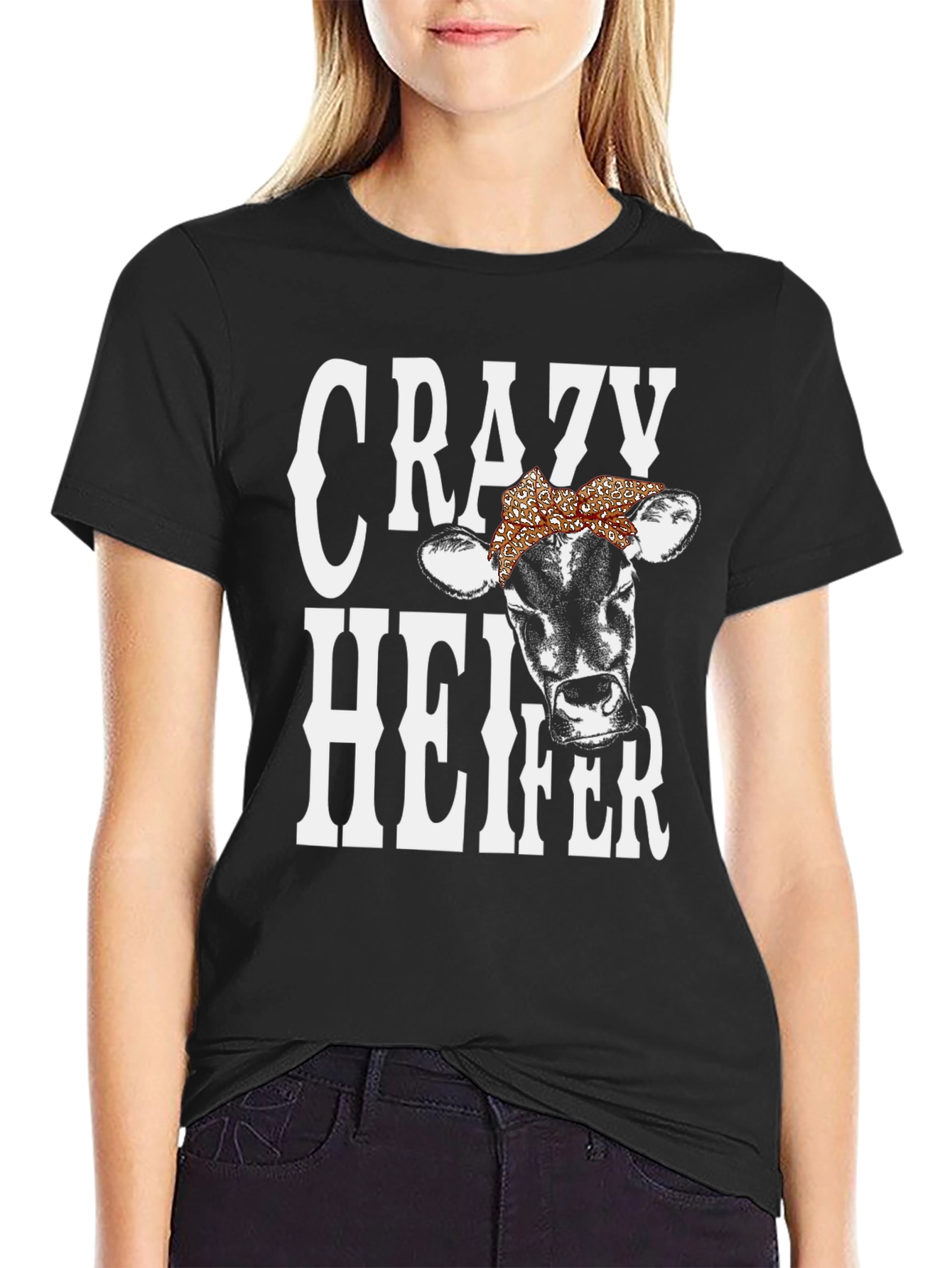 Crazy Heifer Graphic Tee - Unisex Black T-Shirt