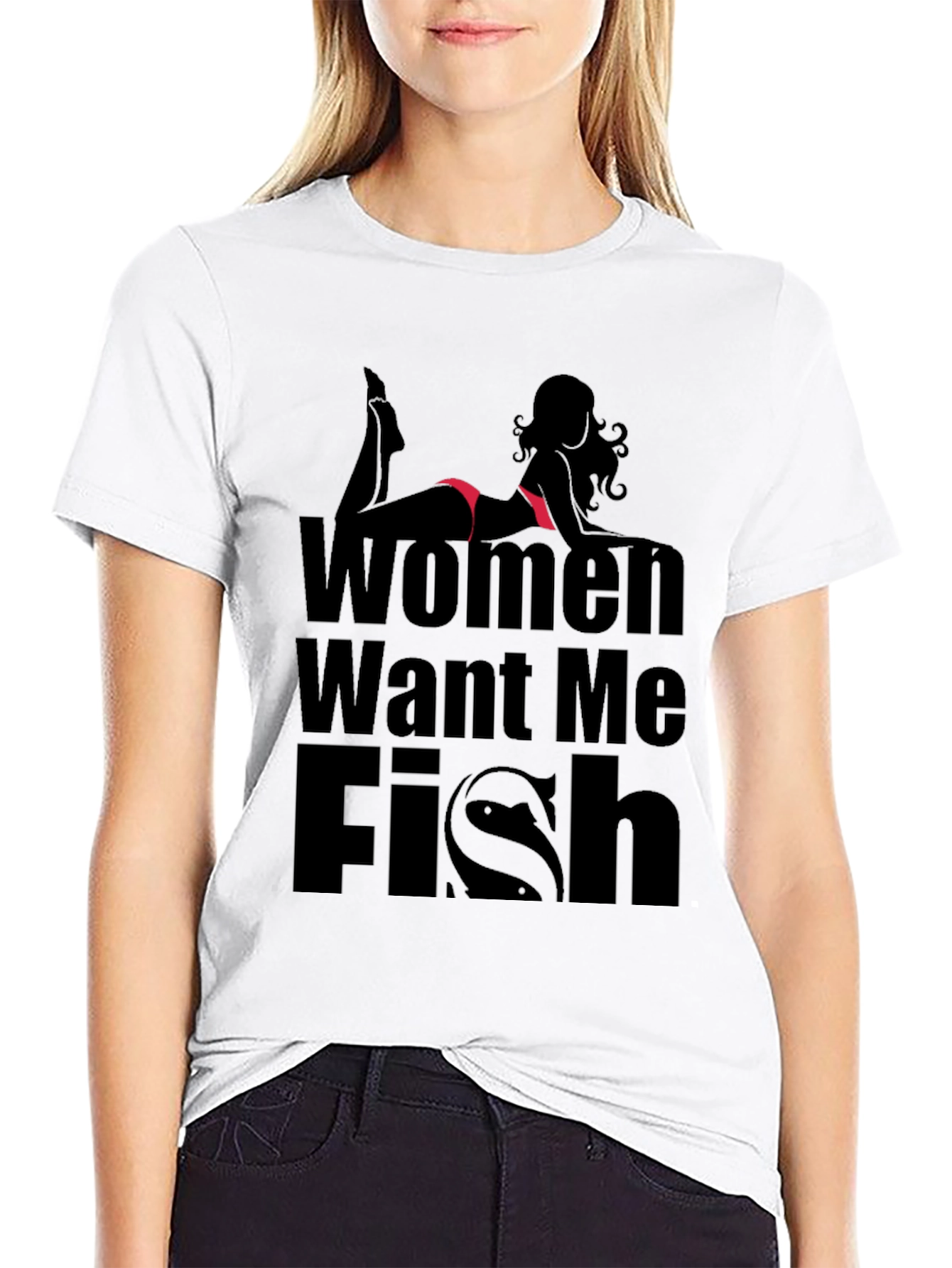 Women Want Me Fish T-Shirt - Black Novelty Tee