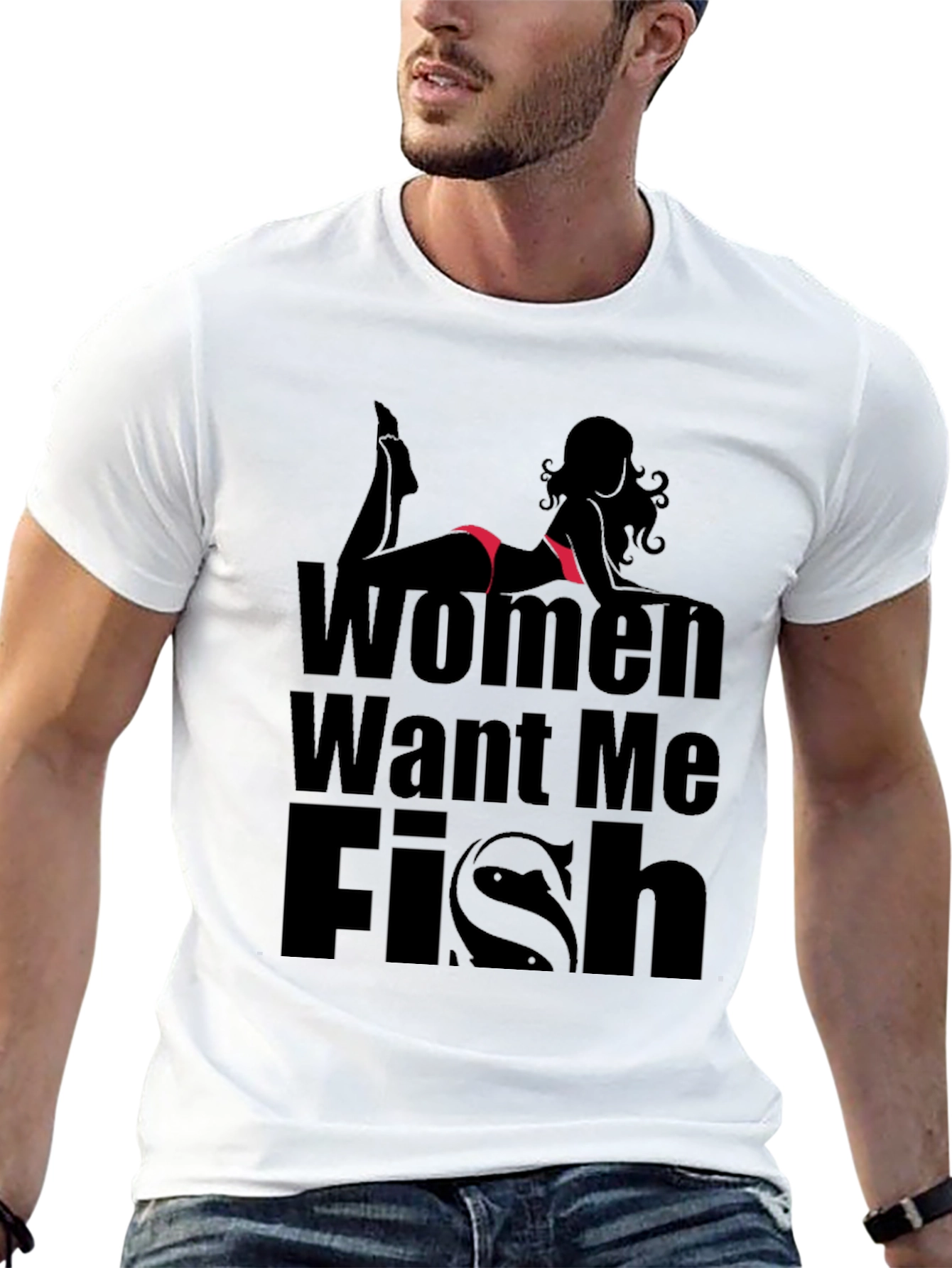 Women Want Me Fish T-Shirt - Black Novelty Tee