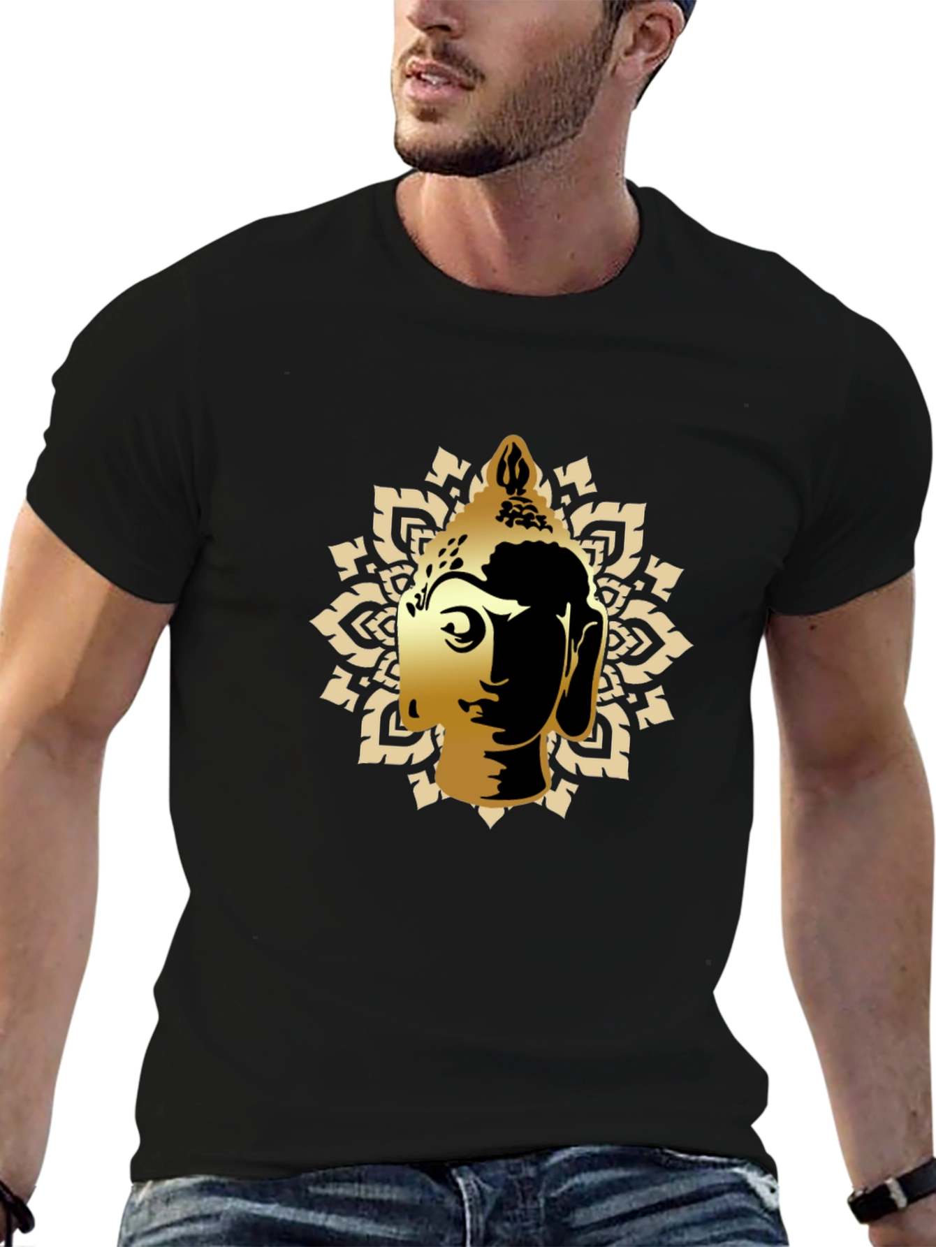 Buddha Graphic Tee - Black Cotton