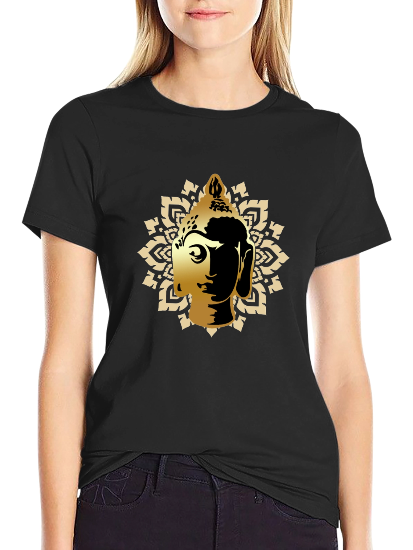 Buddha Graphic Tee - Black Cotton
