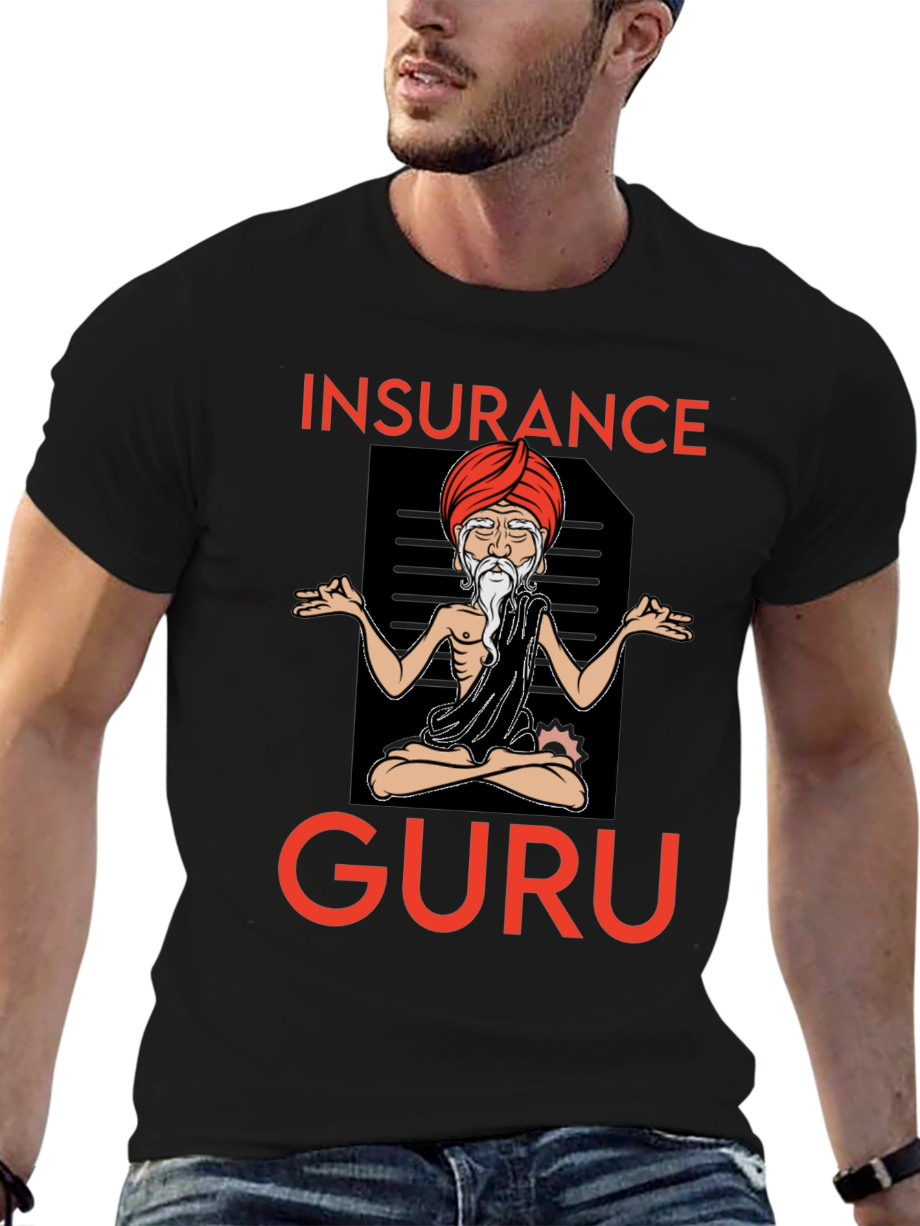 Insurance Guru Graphic T-Shirt - Meditating Design