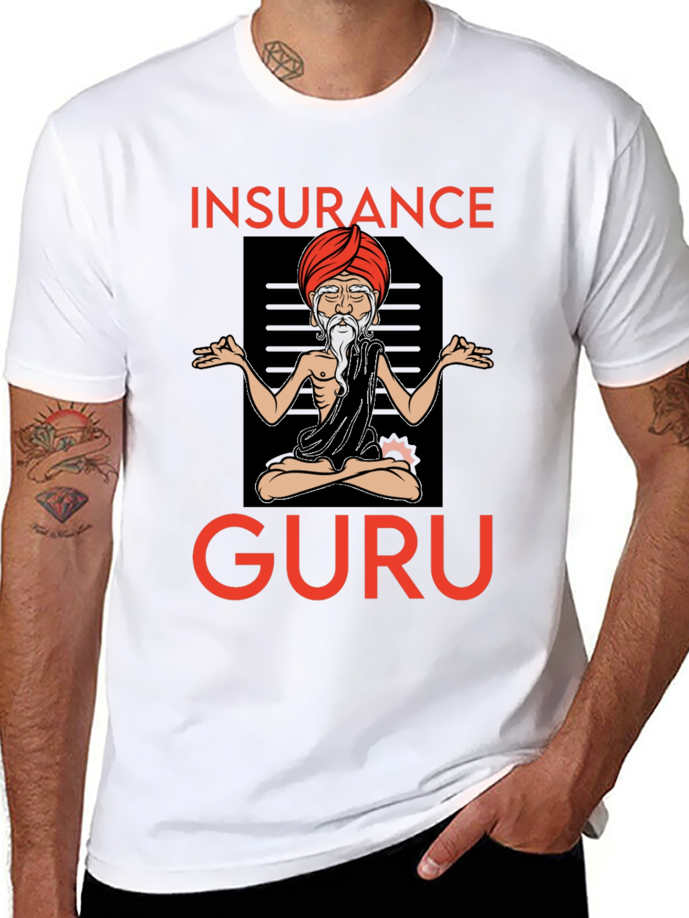 Insurance Guru Graphic T-Shirt - Meditating Design