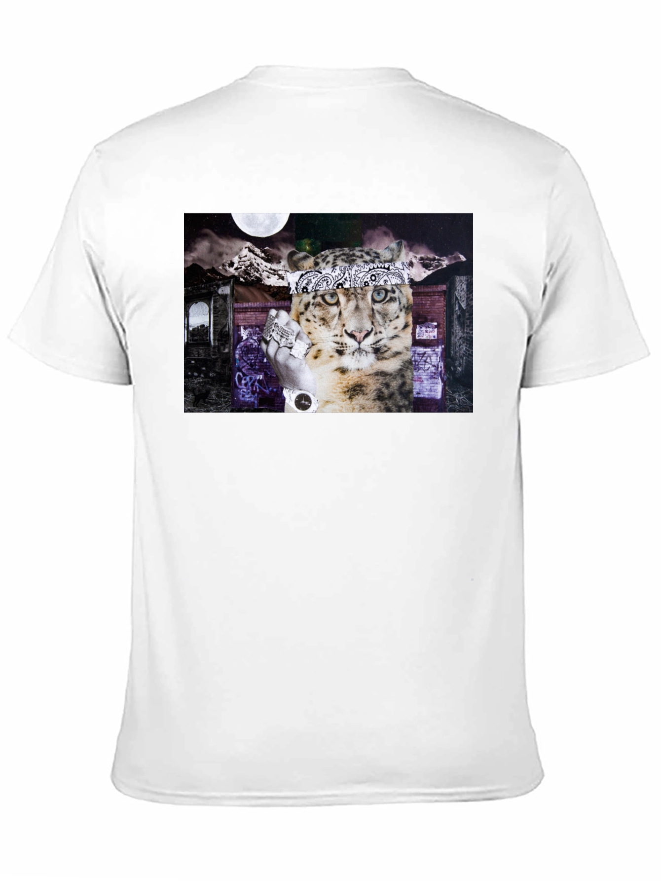Graphic Print Black T-Shirt - Leopard Bandana