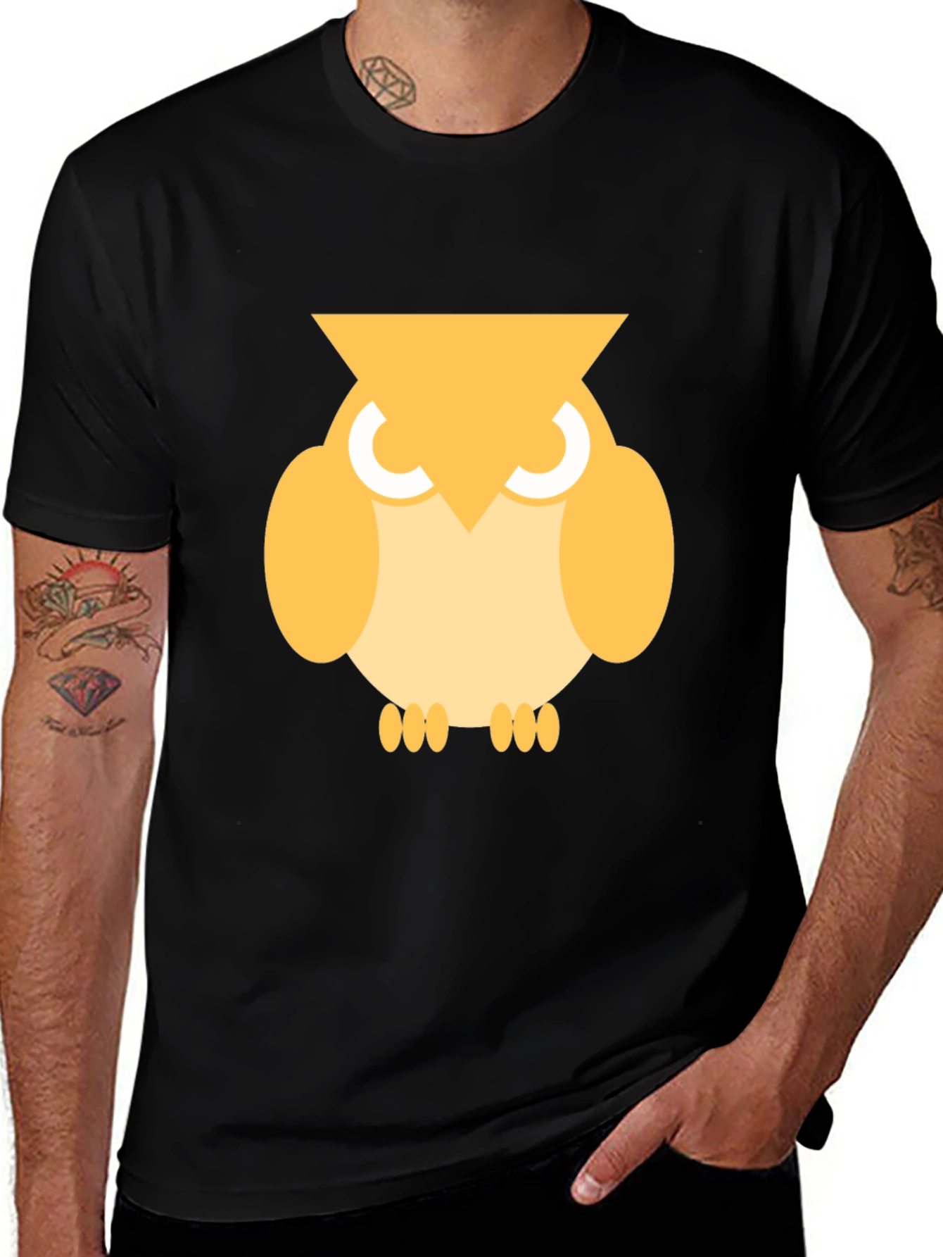 Cool Owl Graphic Tee - Mens Black T-Shirt