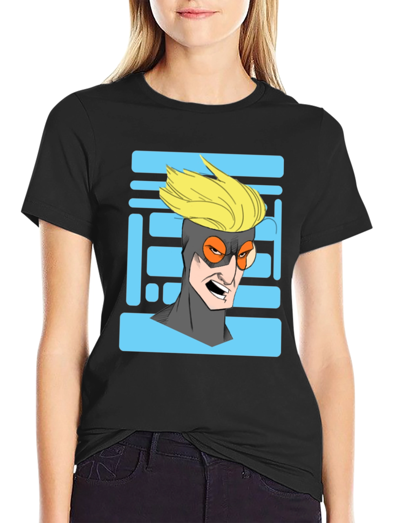 Cool Cartoon Character Graphic Print Black T-Shirt