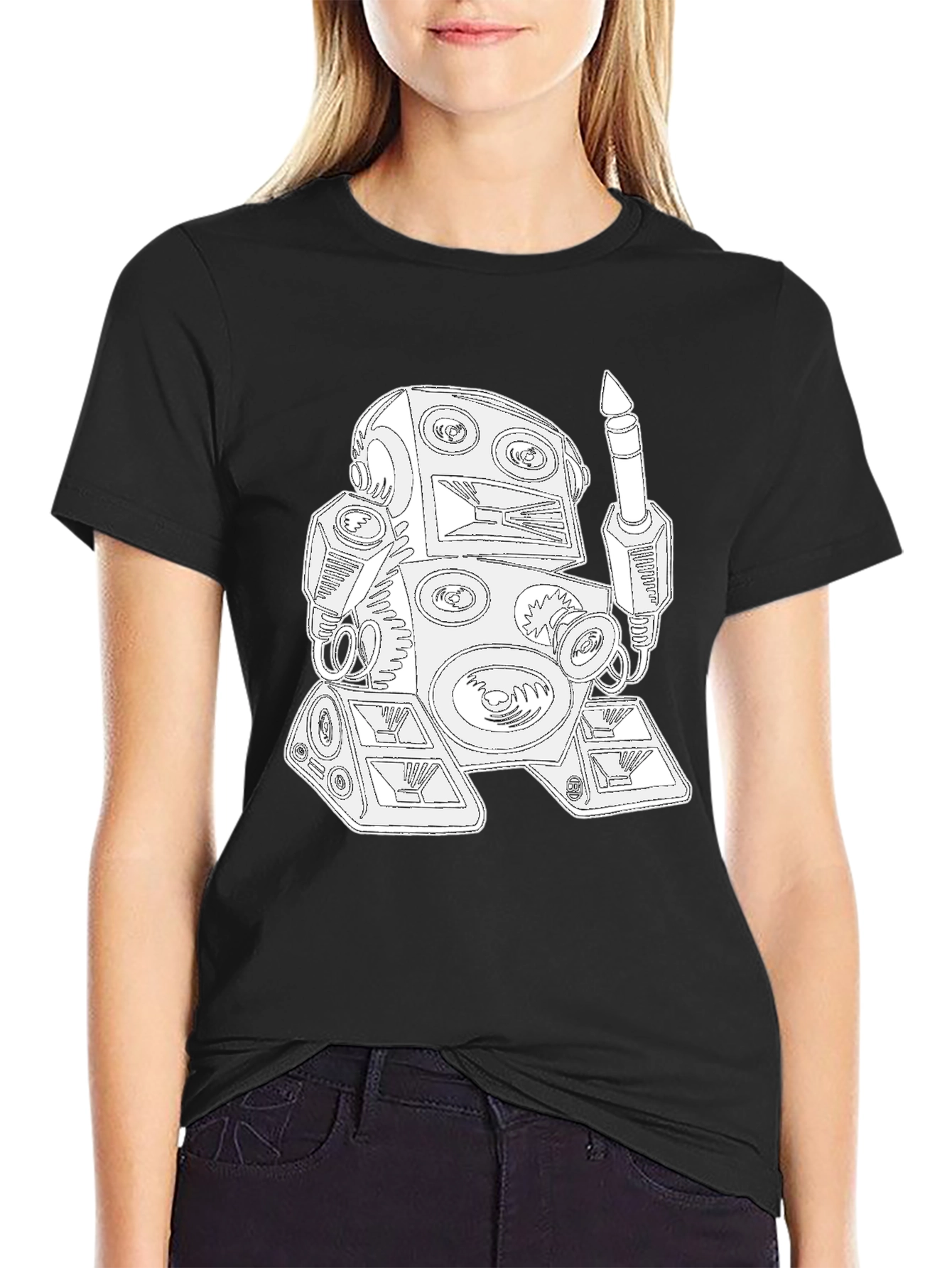 Robot DJ Black T-Shirt - Unique Graphic Tee