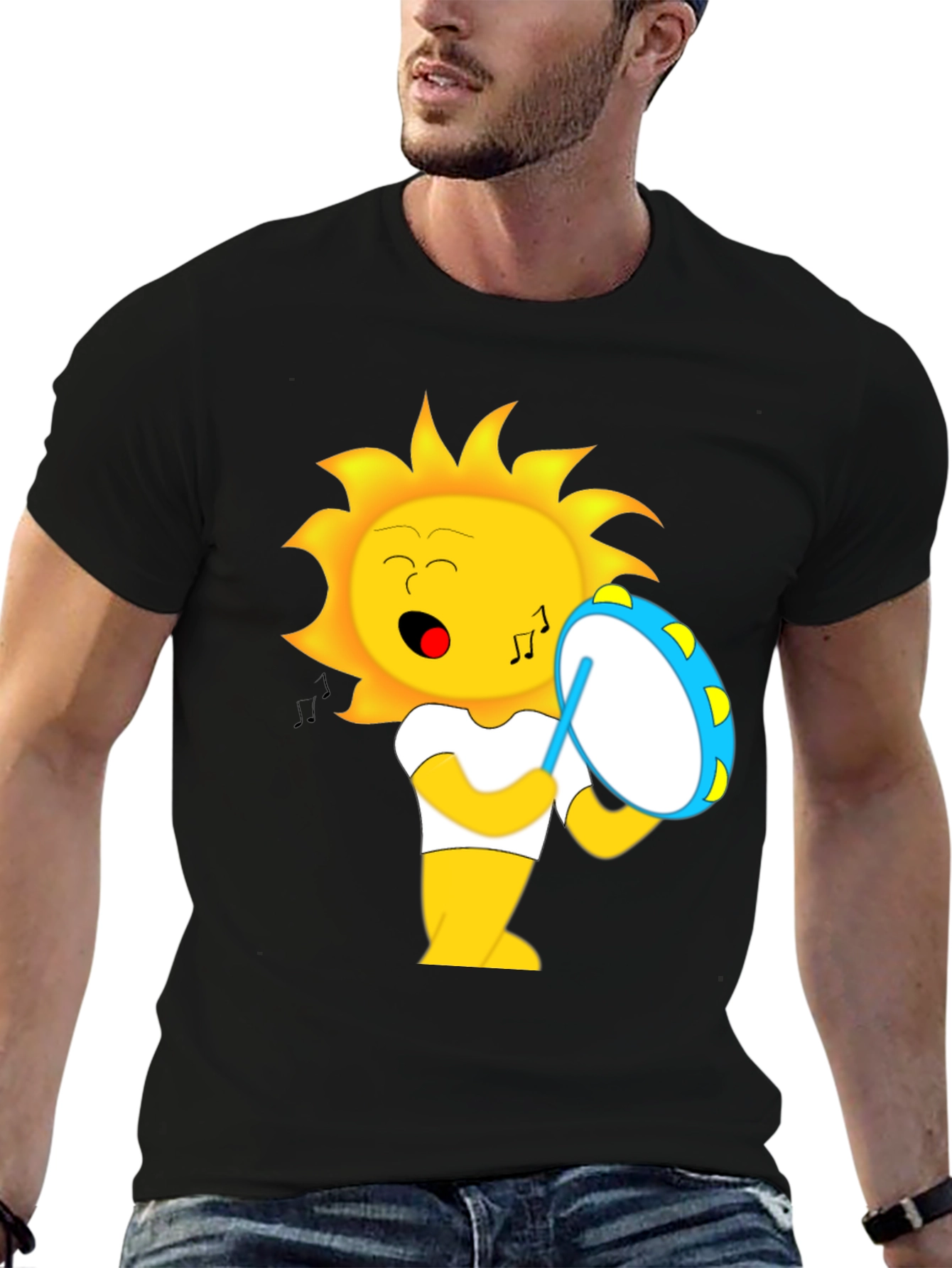 Musical Sun Graphic T-Shirt - Black