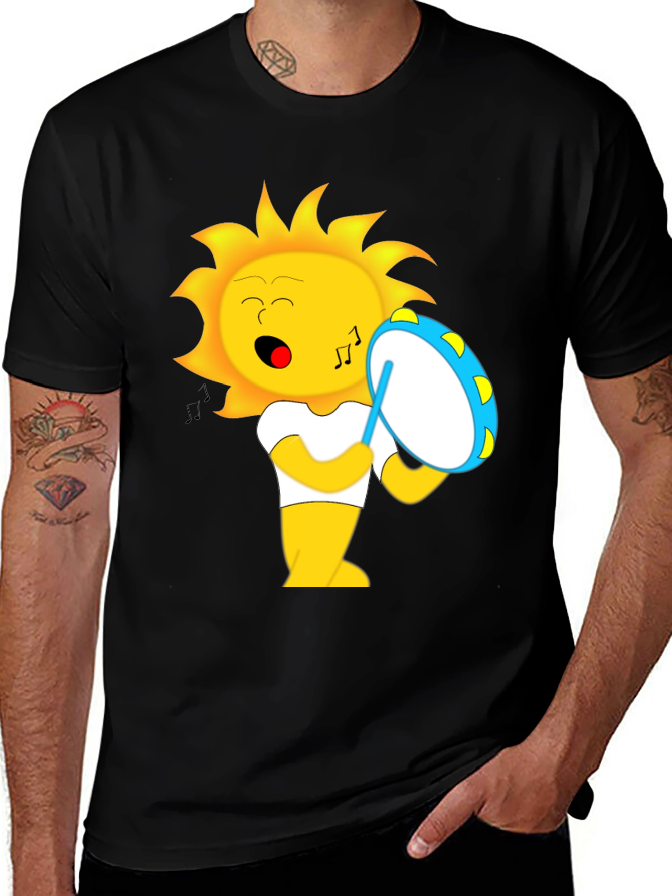 Musical Sun Graphic T-Shirt - Black