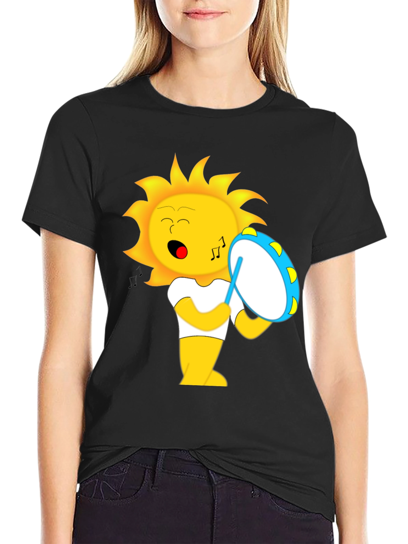 Musical Sun Graphic T-Shirt - Black