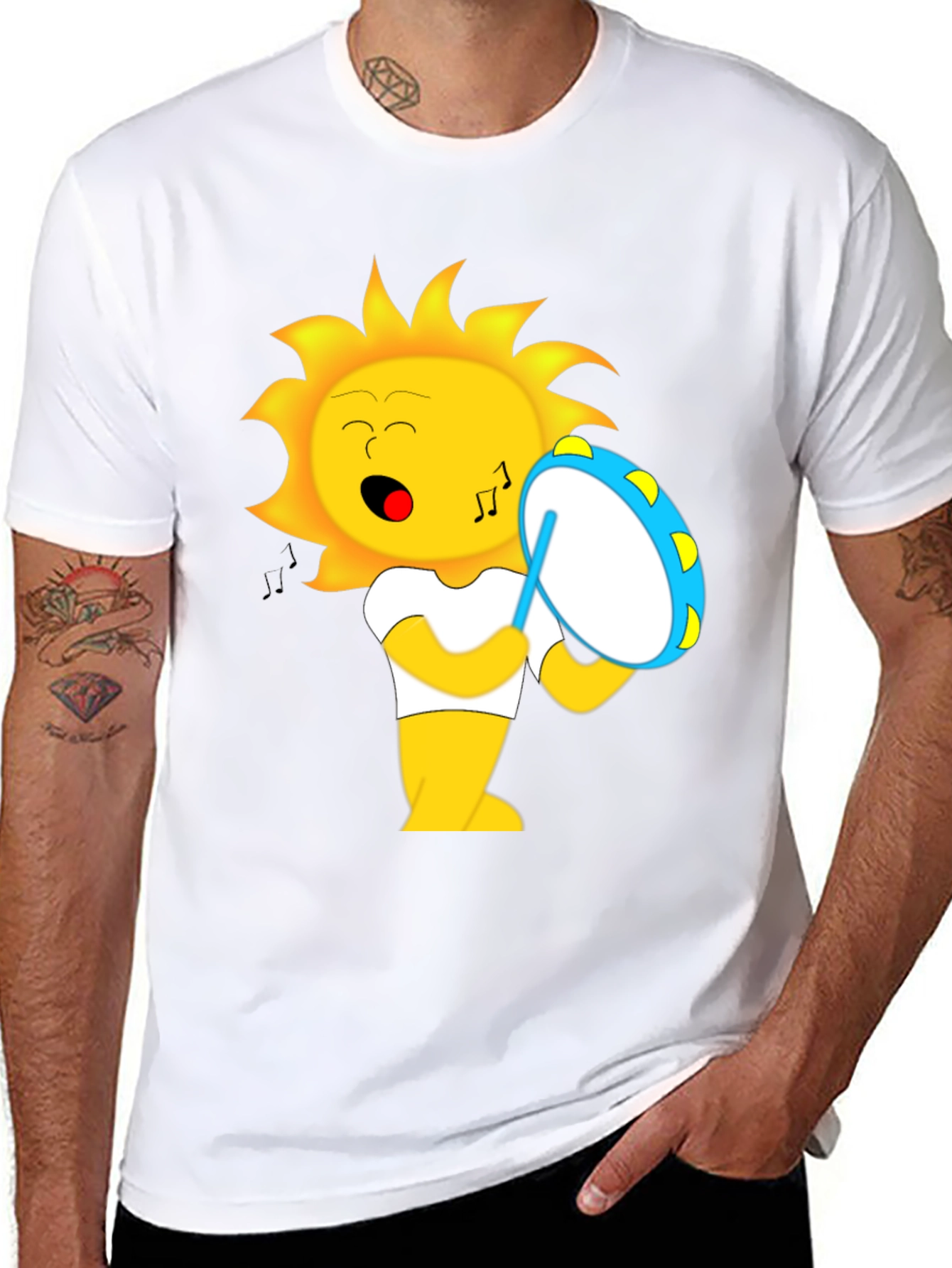 Musical Sun Graphic T-Shirt - Black