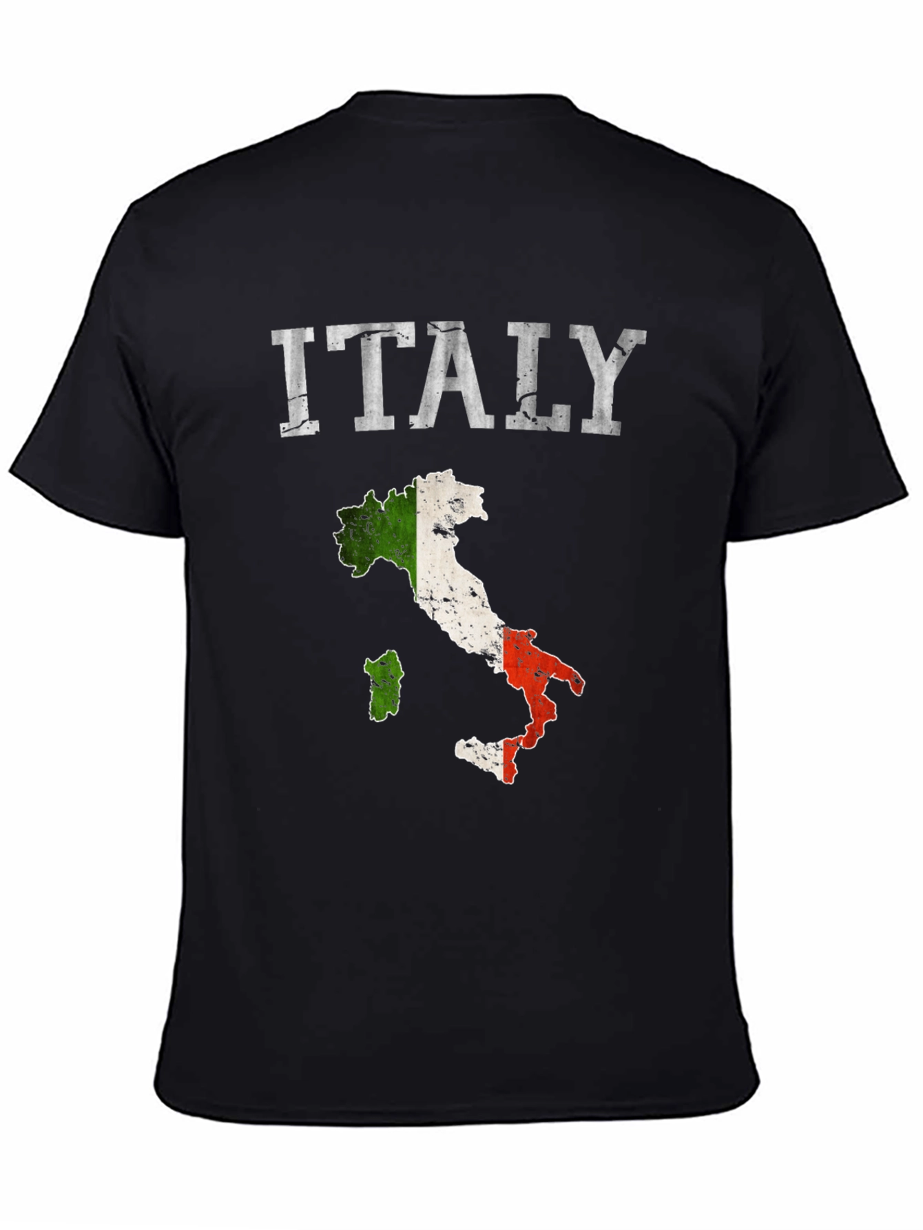 Italy Flag Map T-Shirt - Distressed Design