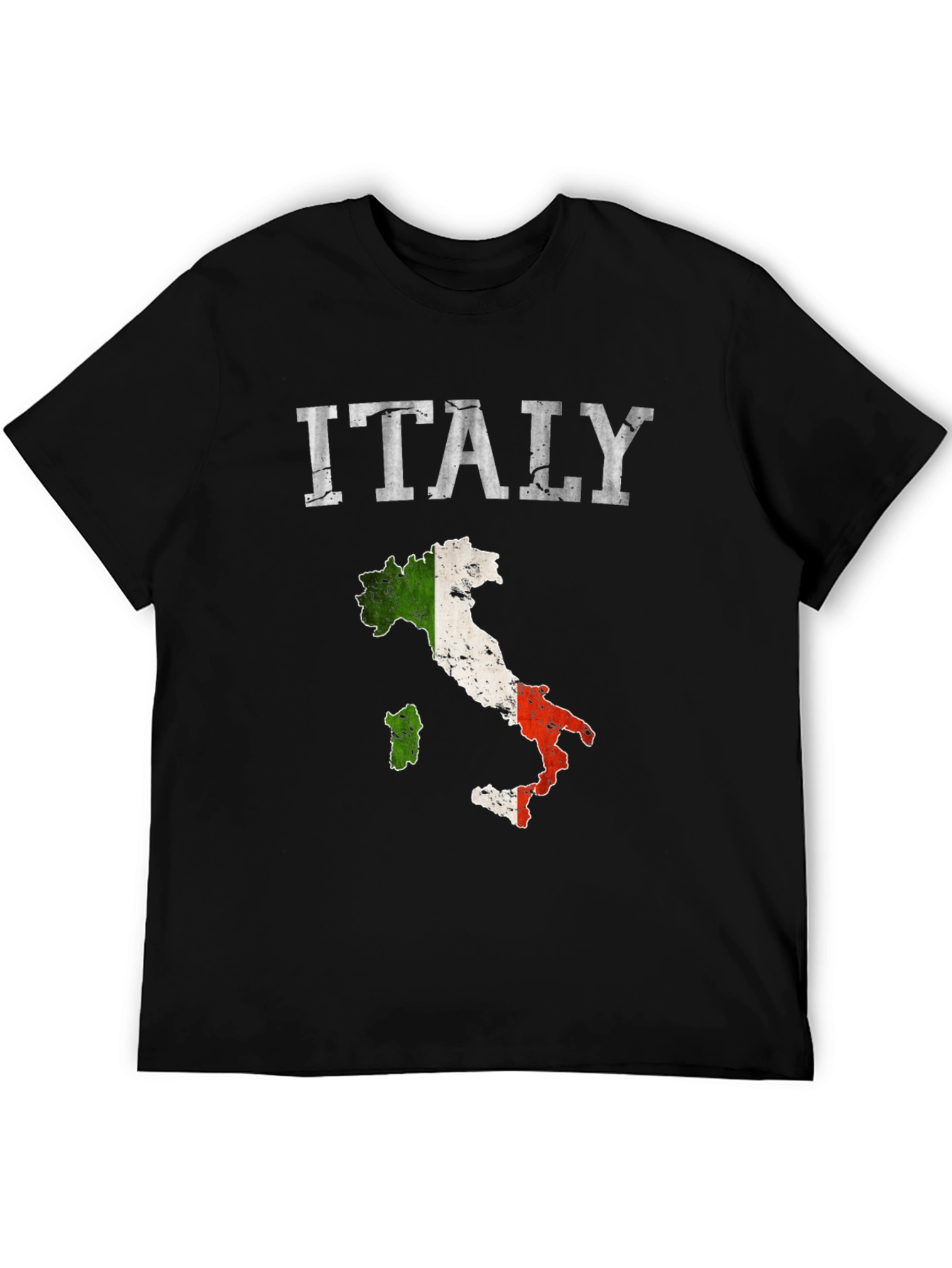 Italy Flag Map T-Shirt - Distressed Design