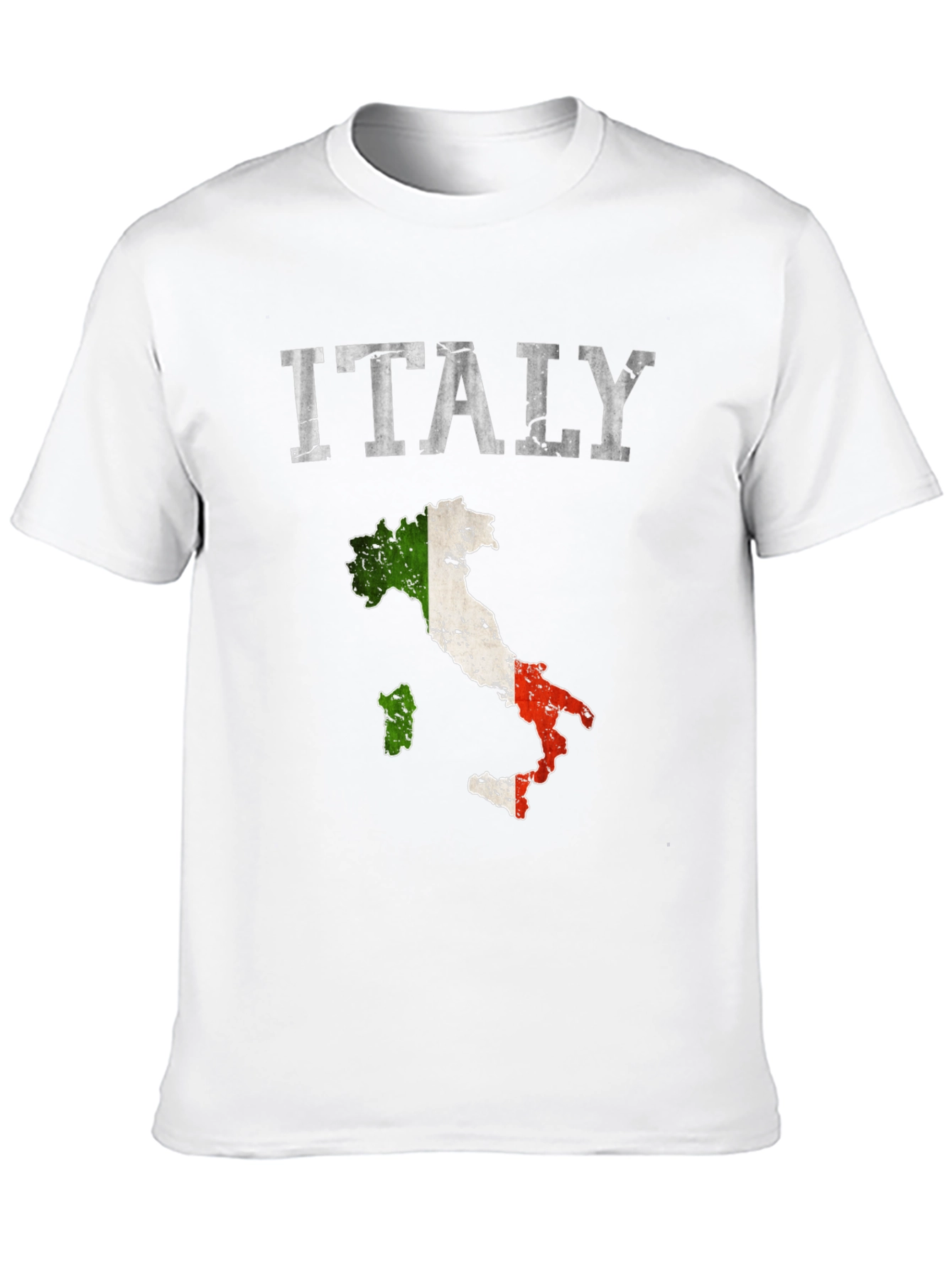 Italy Flag Map T-Shirt - Distressed Design