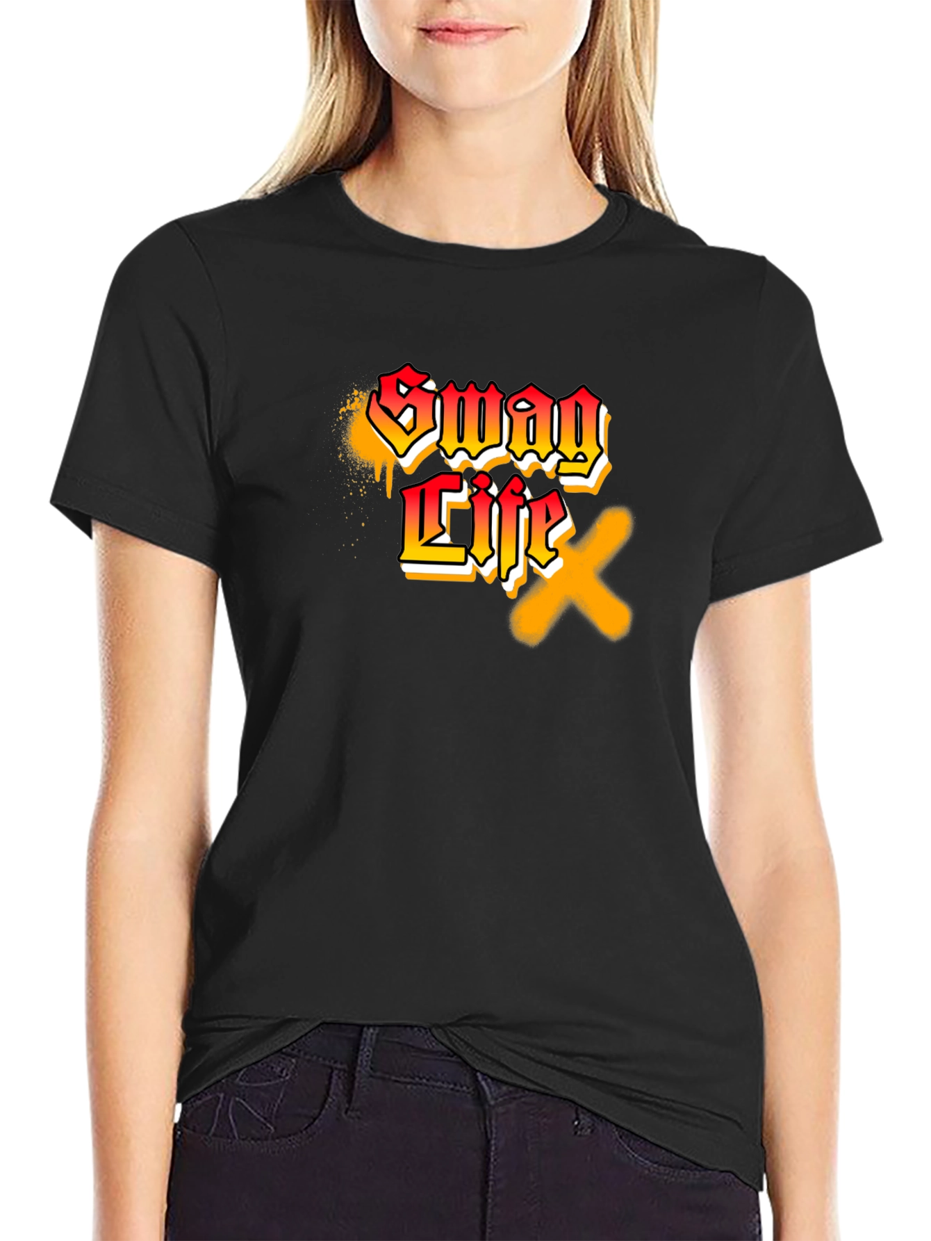 Swag Life Graphic Print Black T-Shirt