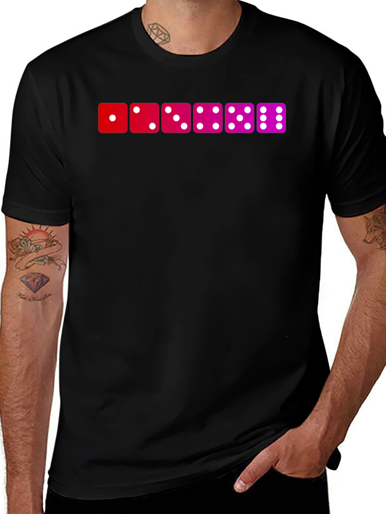 Dice Patterned Graphic T-Shirt