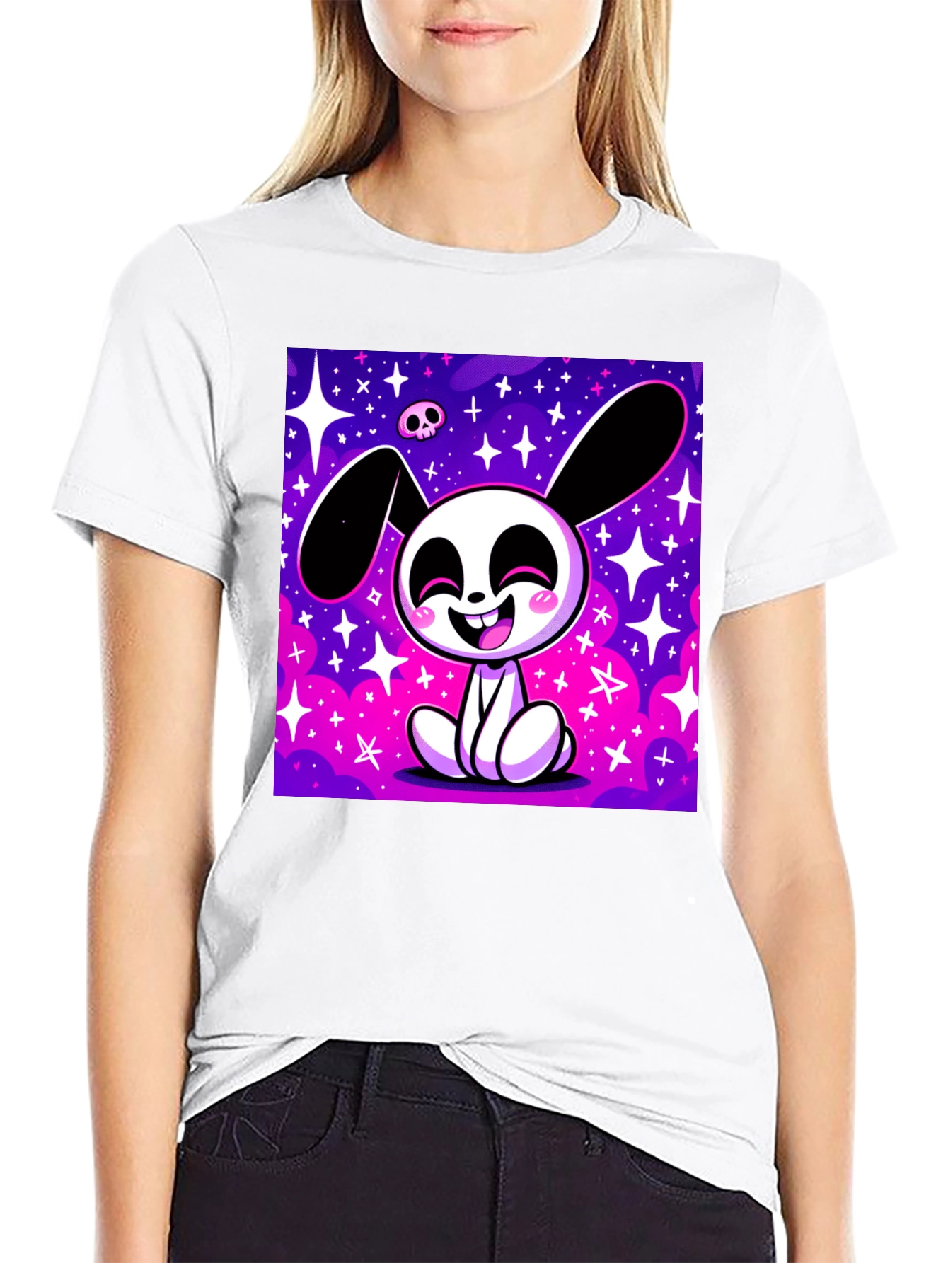 Cosmic Bunny Graphic Tee - Black