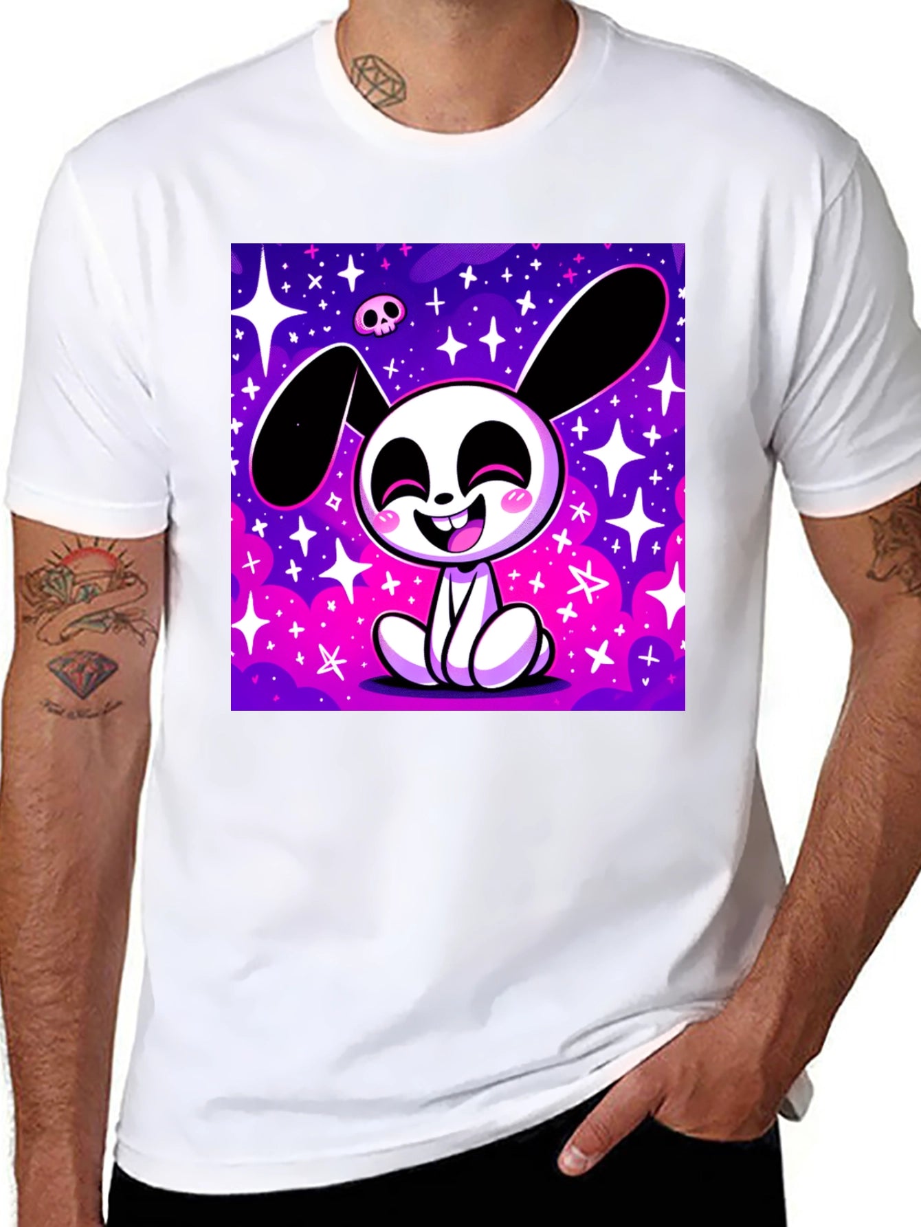 Cosmic Bunny Graphic Tee - Black