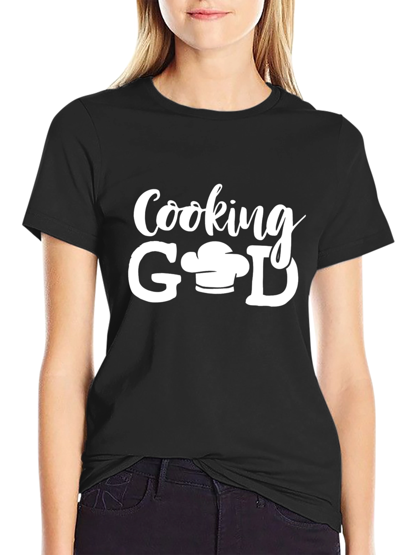 Cooking God Chef Hat Graphic Black T-Shirt
