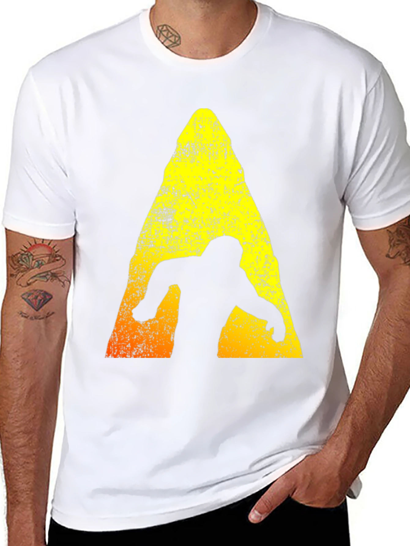 Bigfoot Silhouette Graphic T-Shirt - Distressed Design