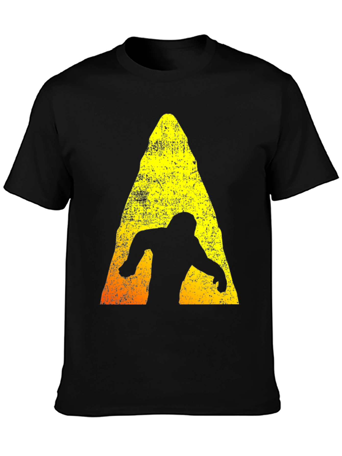 Bigfoot Silhouette Graphic T-Shirt - Distressed Design