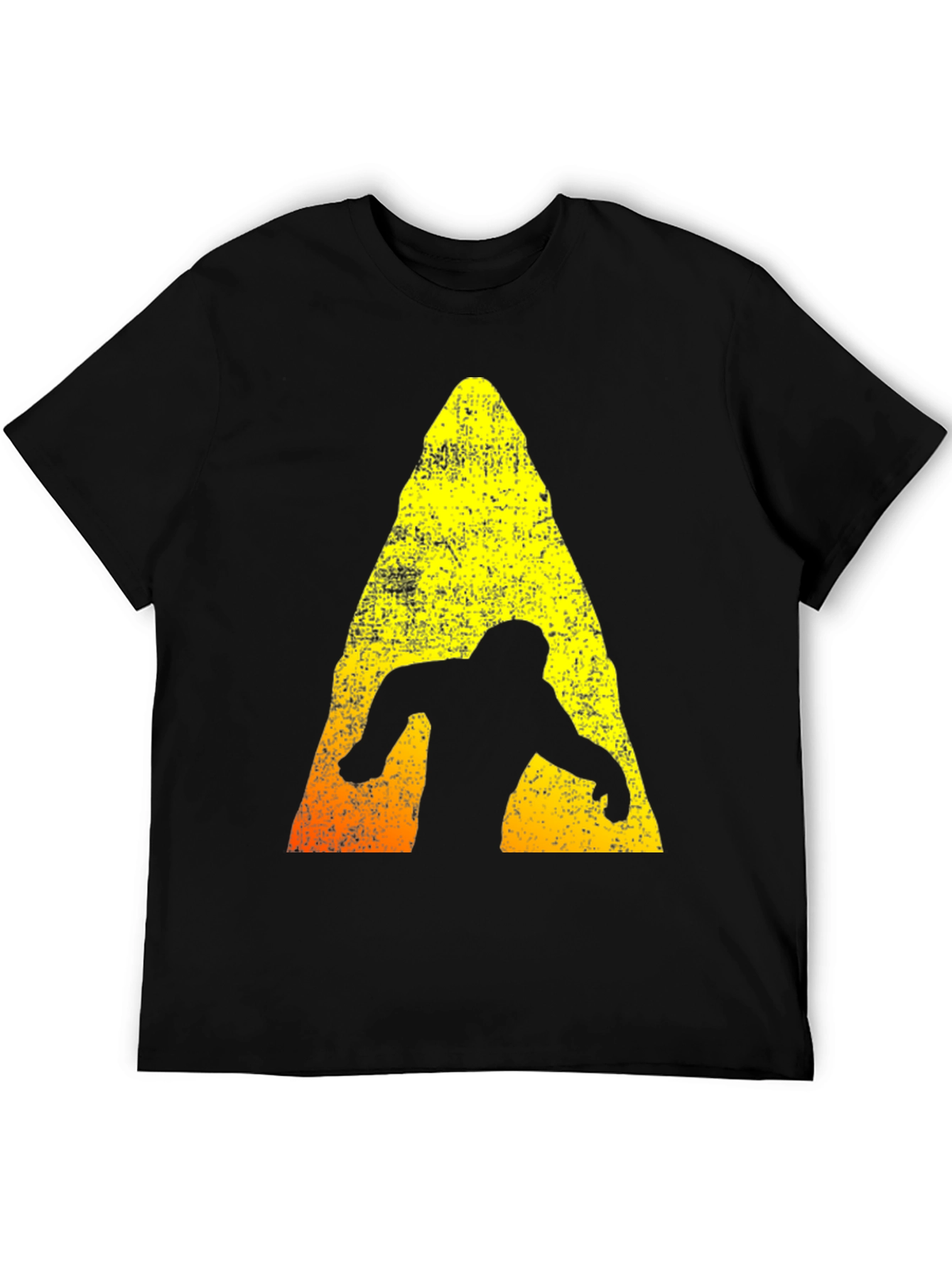 Bigfoot Silhouette Graphic T-Shirt - Distressed Design