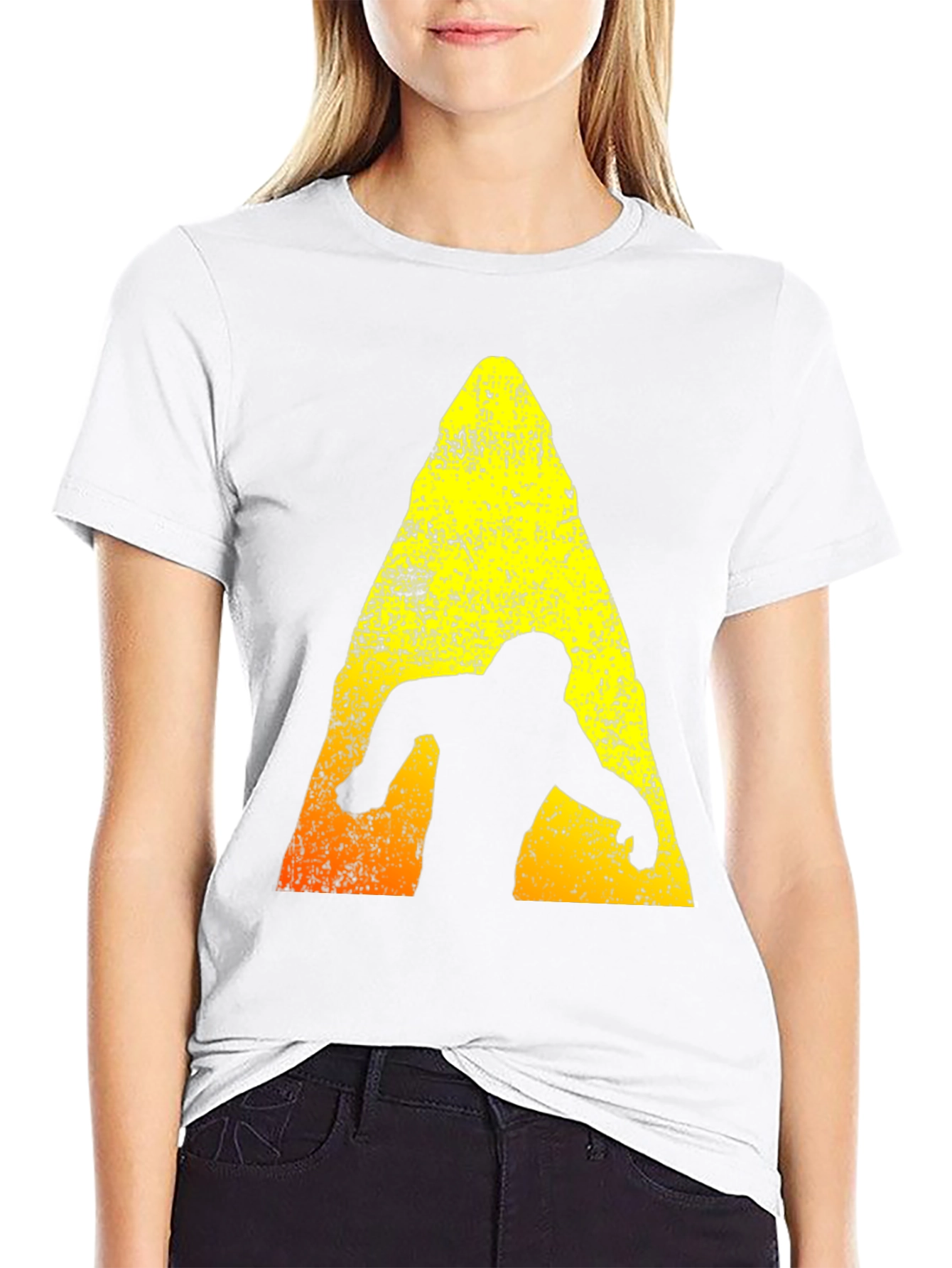 Bigfoot Silhouette Graphic T-Shirt - Distressed Design